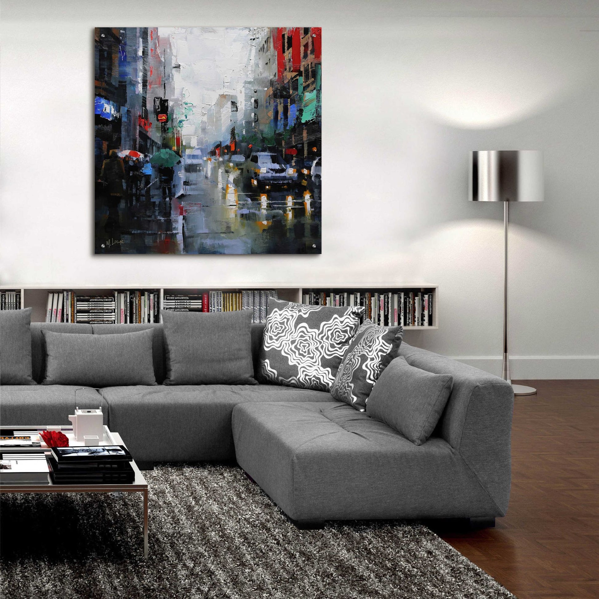 Epic Art 'St. Catherine Street Rain' by Mark Lague, Acrylic Glass Wall Art,36x36