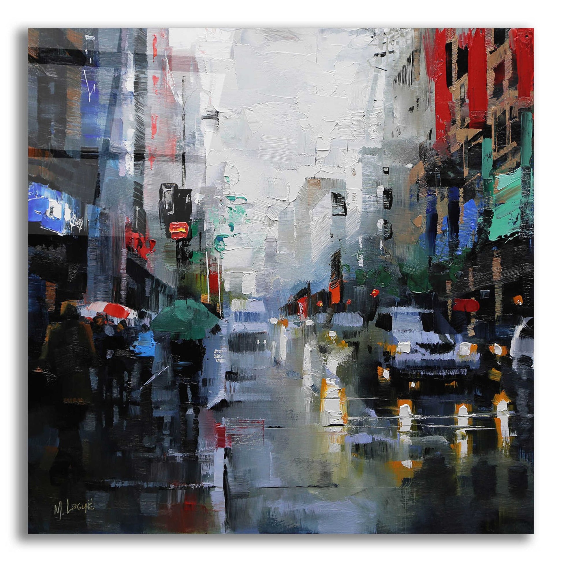 Epic Art 'St. Catherine Street Rain' by Mark Lague, Acrylic Glass Wall Art