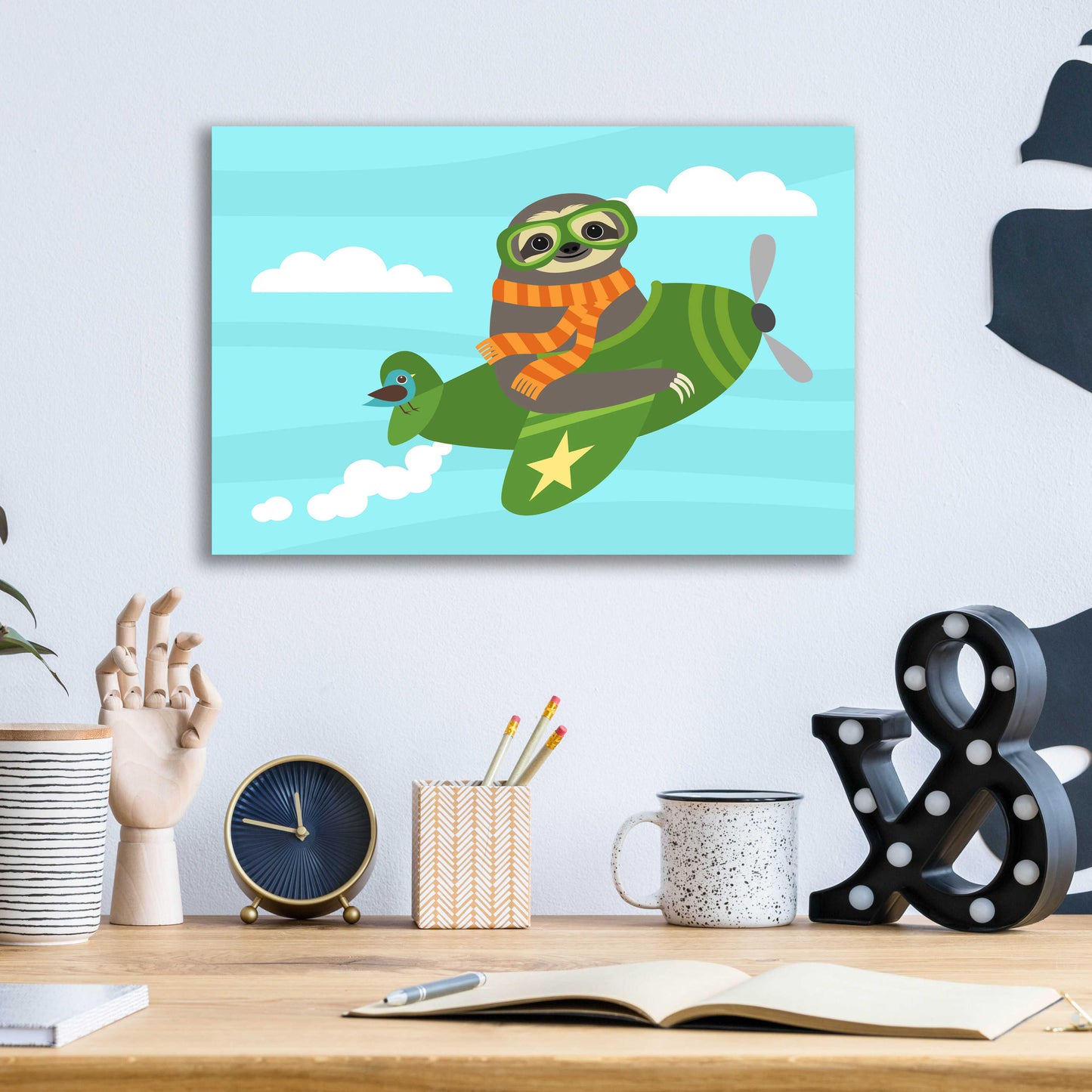 Epic Art 'Airborne Sloth' by Nancy Lee, Acrylic Glass Wall Art,16x12