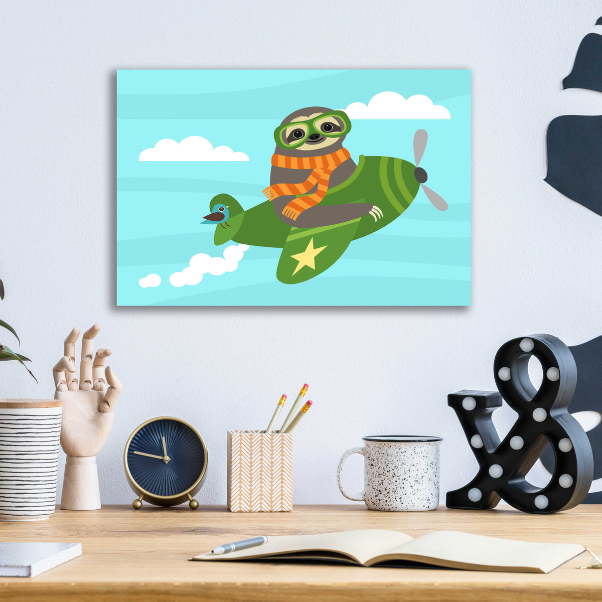 Epic Art 'Airborne Sloth' by Nancy Lee, Acrylic Glass Wall Art,16x12