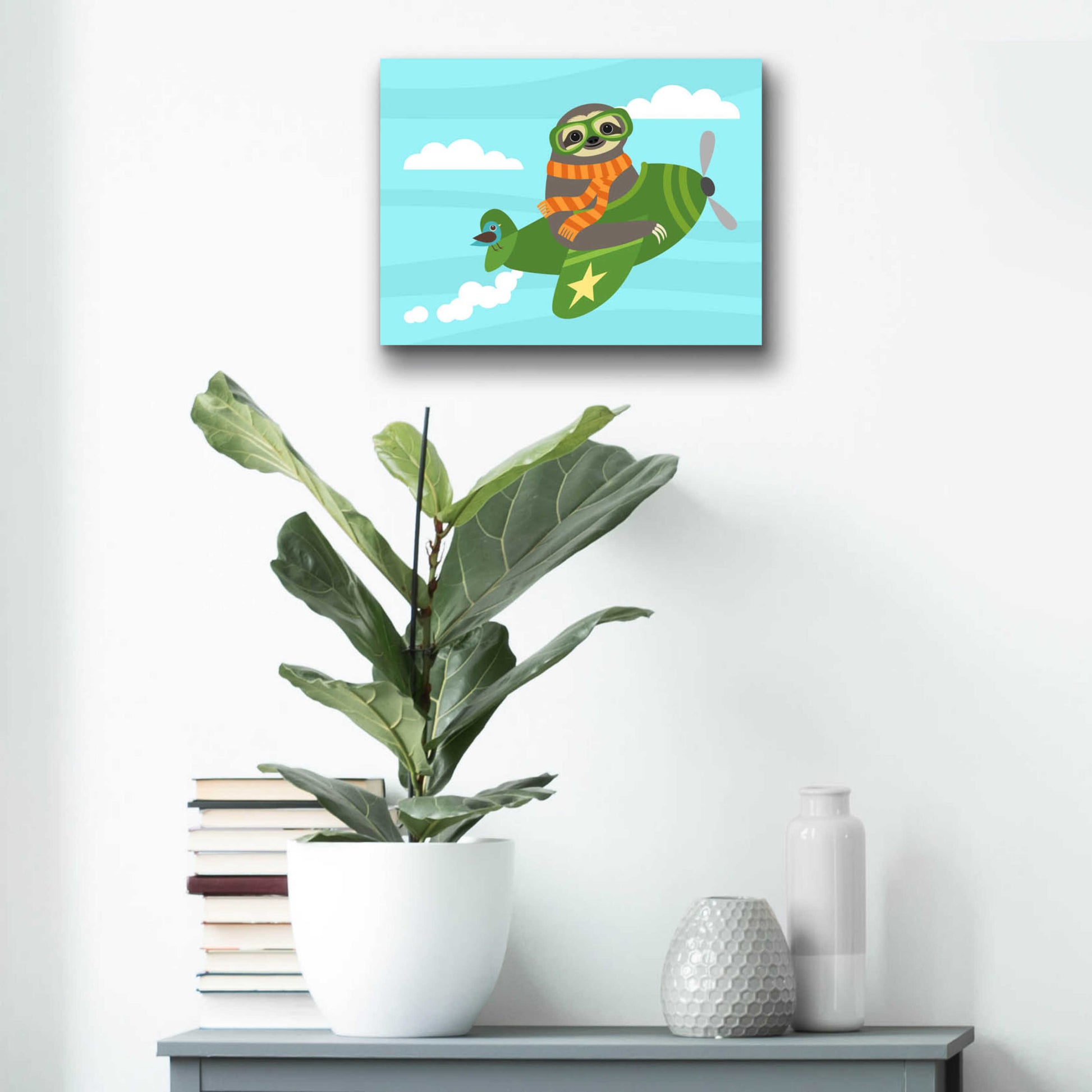 Epic Art 'Airborne Sloth' by Nancy Lee, Acrylic Glass Wall Art,16x12