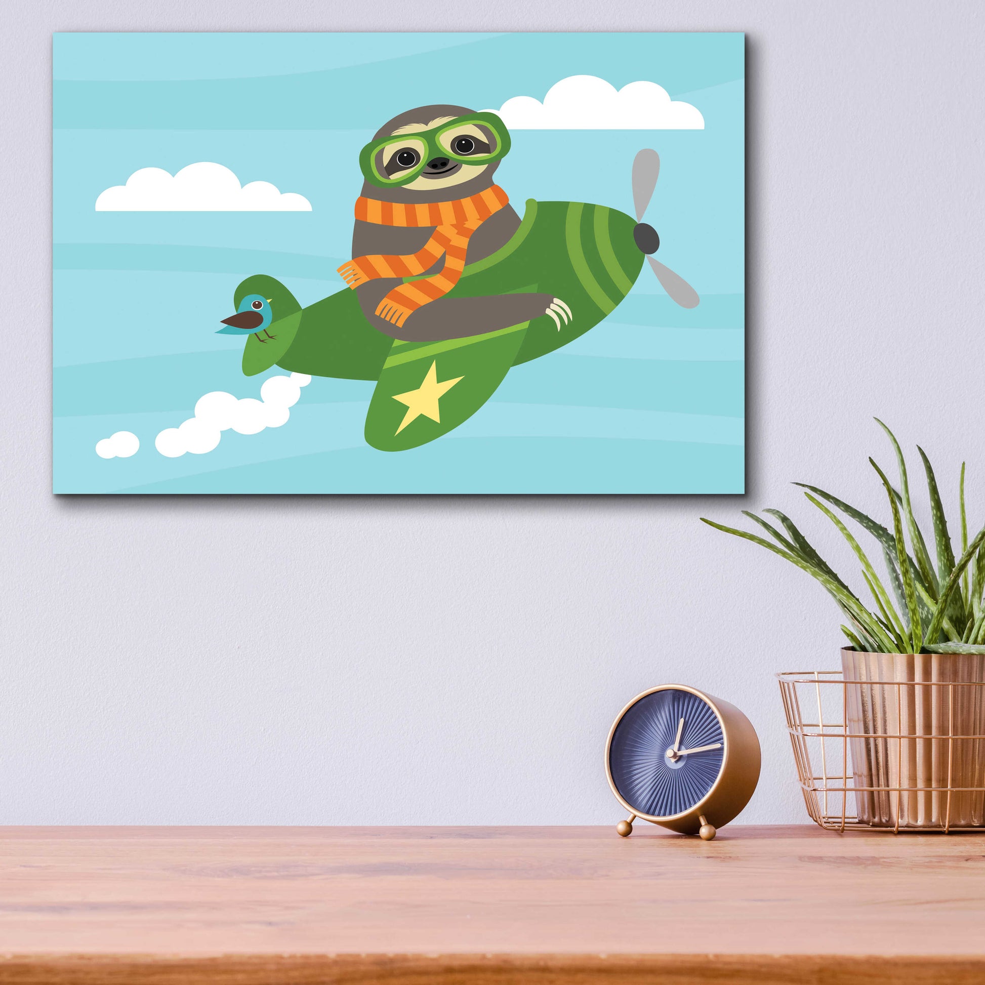 Epic Art 'Airborne Sloth' by Nancy Lee, Acrylic Glass Wall Art,16x12