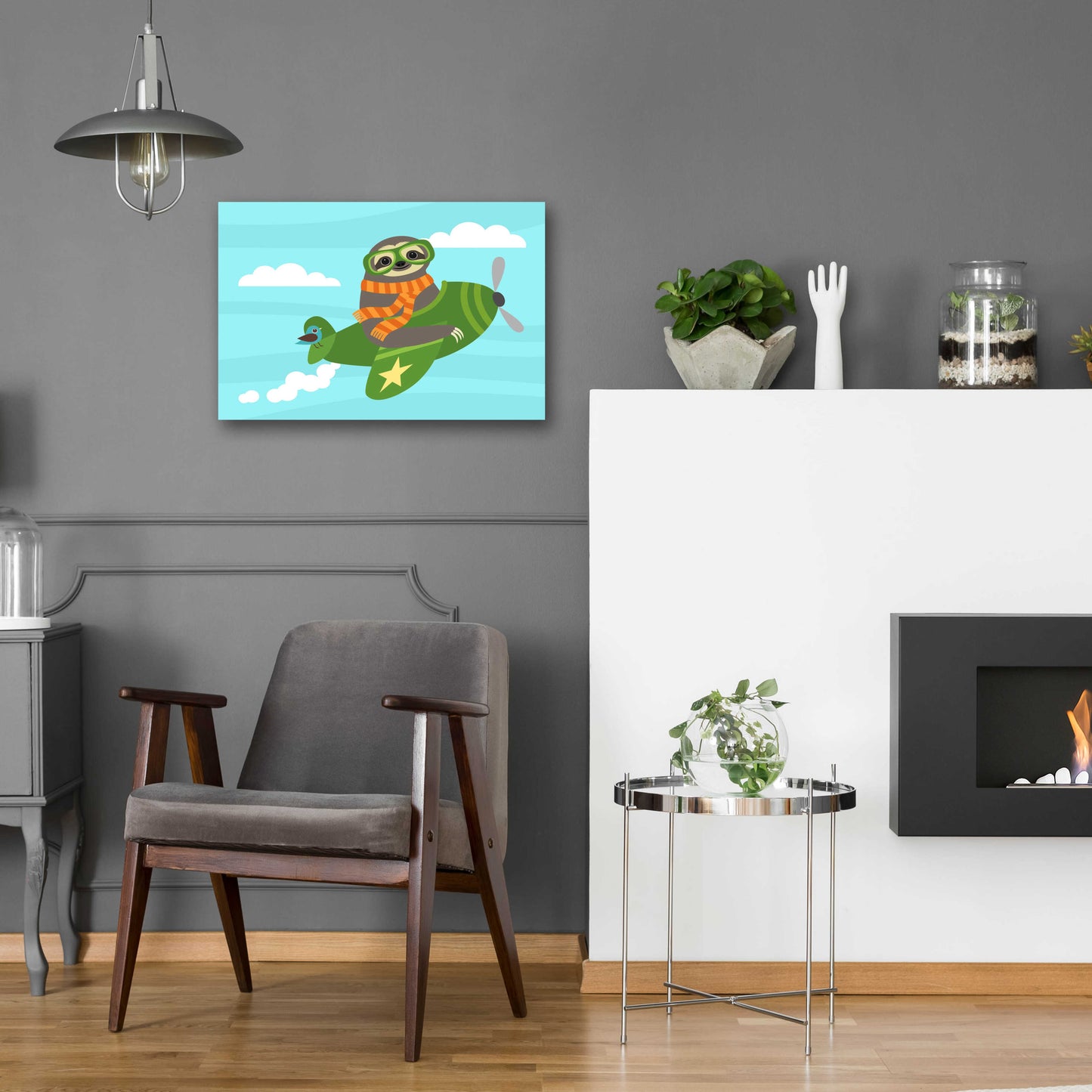 Epic Art 'Airborne Sloth' by Nancy Lee, Acrylic Glass Wall Art,24x16