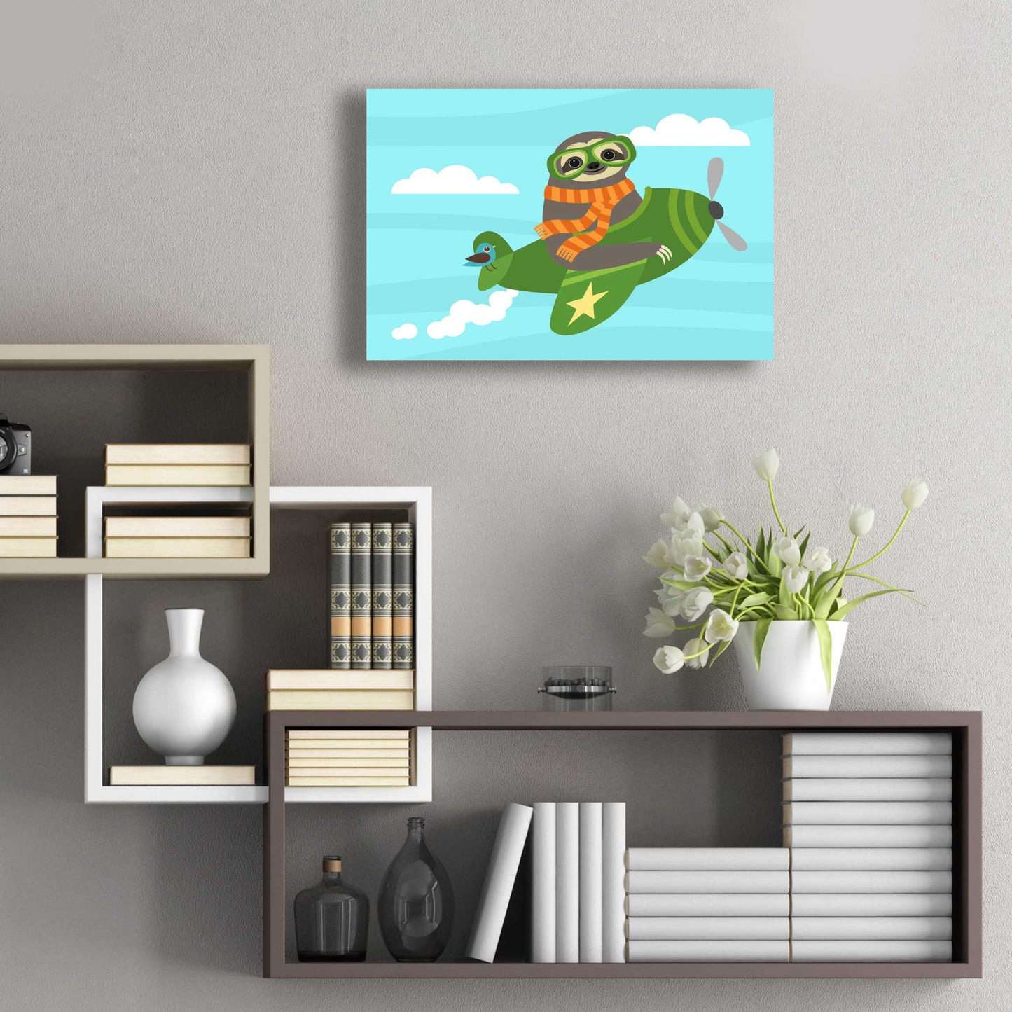 Epic Art 'Airborne Sloth' by Nancy Lee, Acrylic Glass Wall Art,24x16