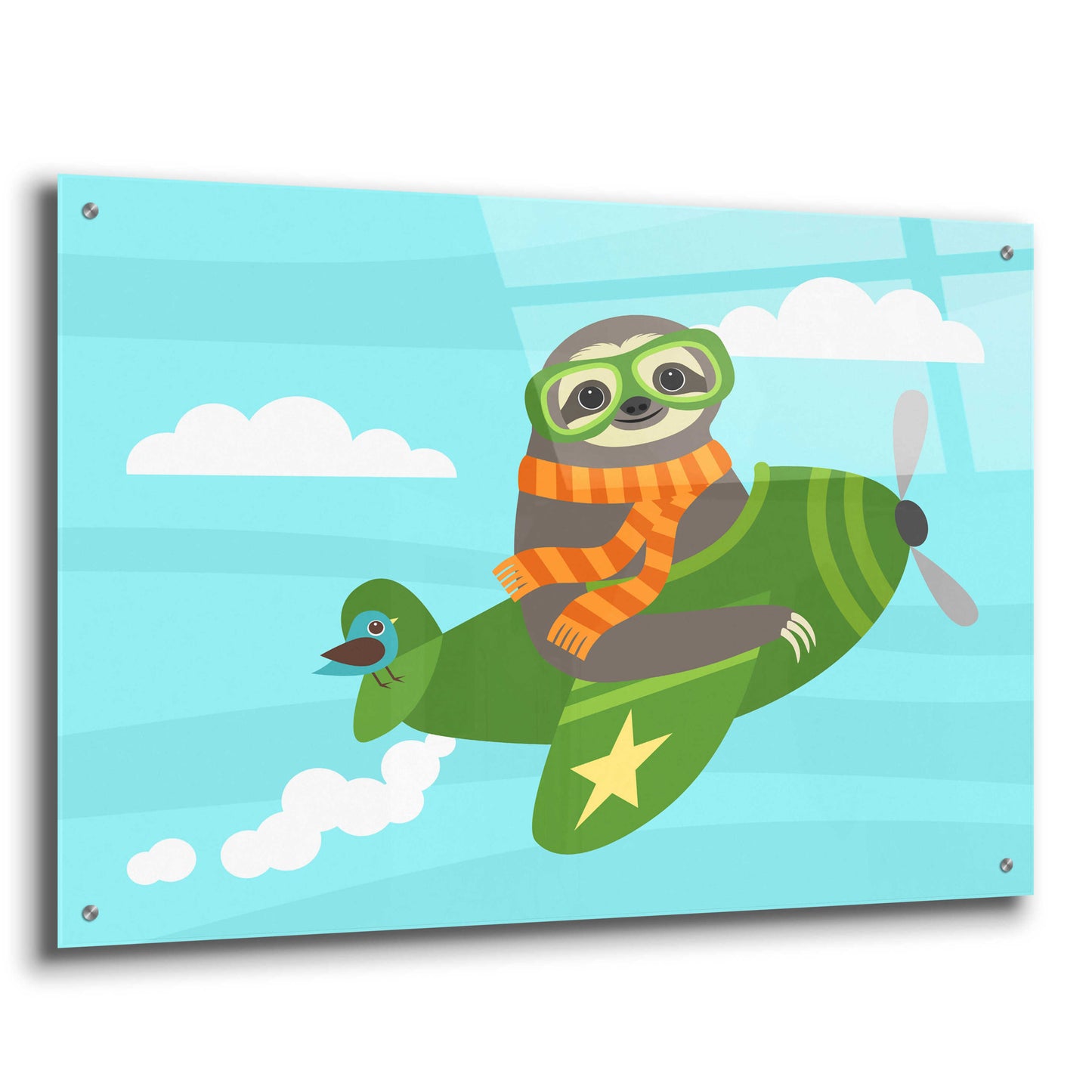 Epic Art 'Airborne Sloth' by Nancy Lee, Acrylic Glass Wall Art,36x24