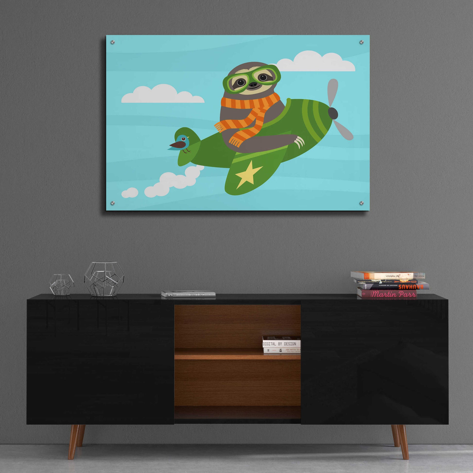 Epic Art 'Airborne Sloth' by Nancy Lee, Acrylic Glass Wall Art,36x24