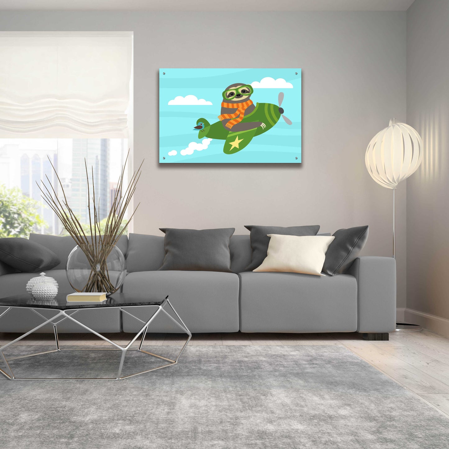 Epic Art 'Airborne Sloth' by Nancy Lee, Acrylic Glass Wall Art,36x24