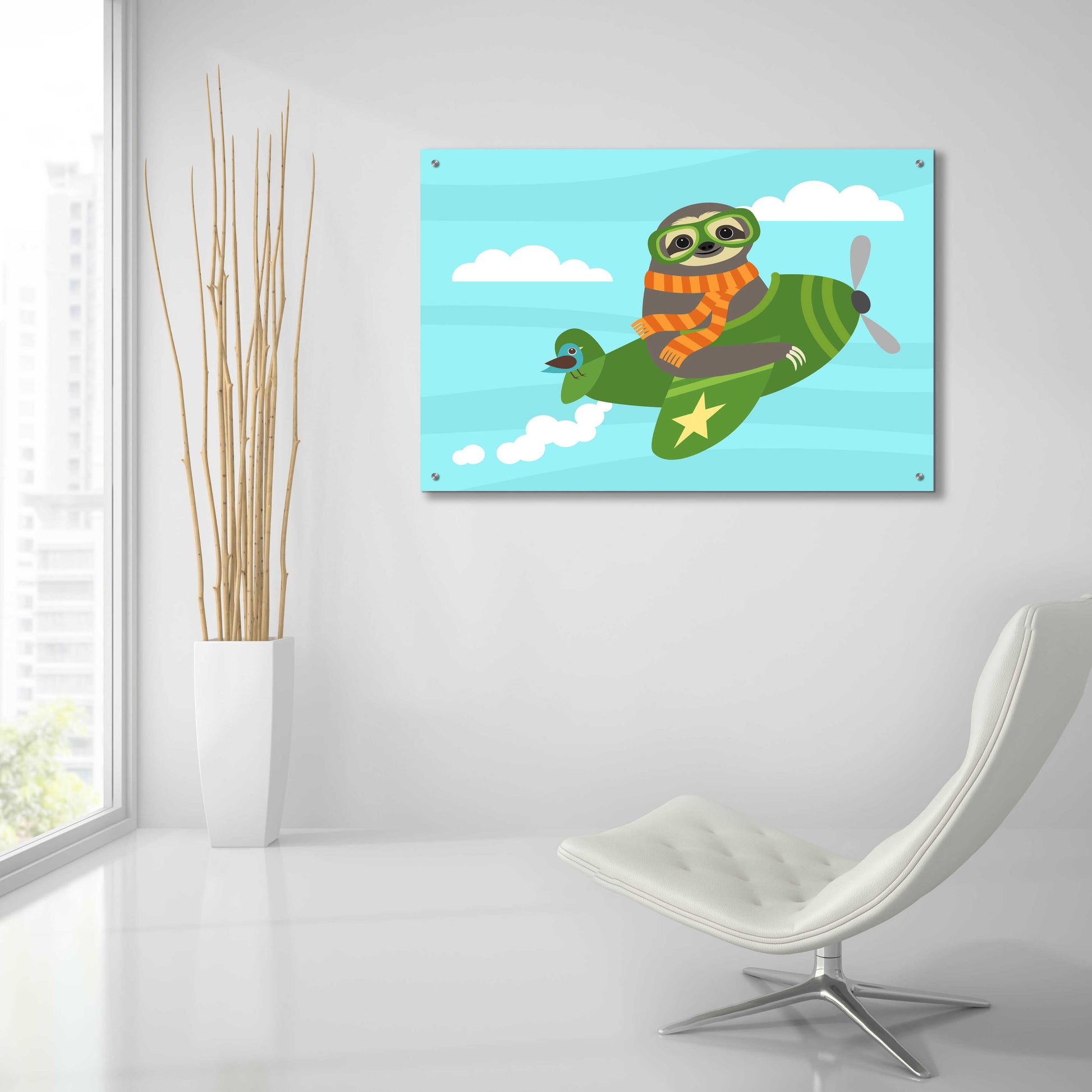 Epic Art 'Airborne Sloth' by Nancy Lee, Acrylic Glass Wall Art,36x24