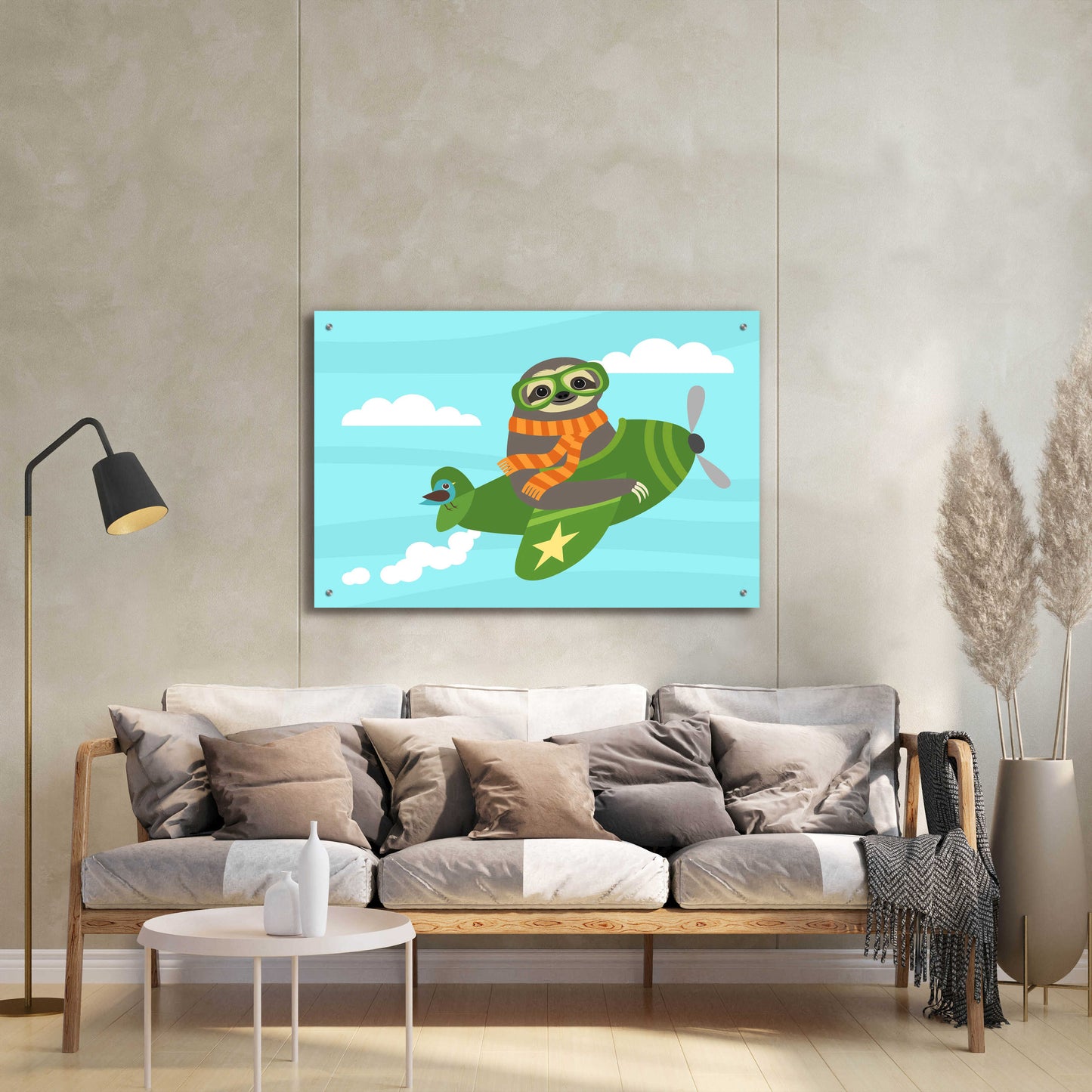 Epic Art 'Airborne Sloth' by Nancy Lee, Acrylic Glass Wall Art,36x24