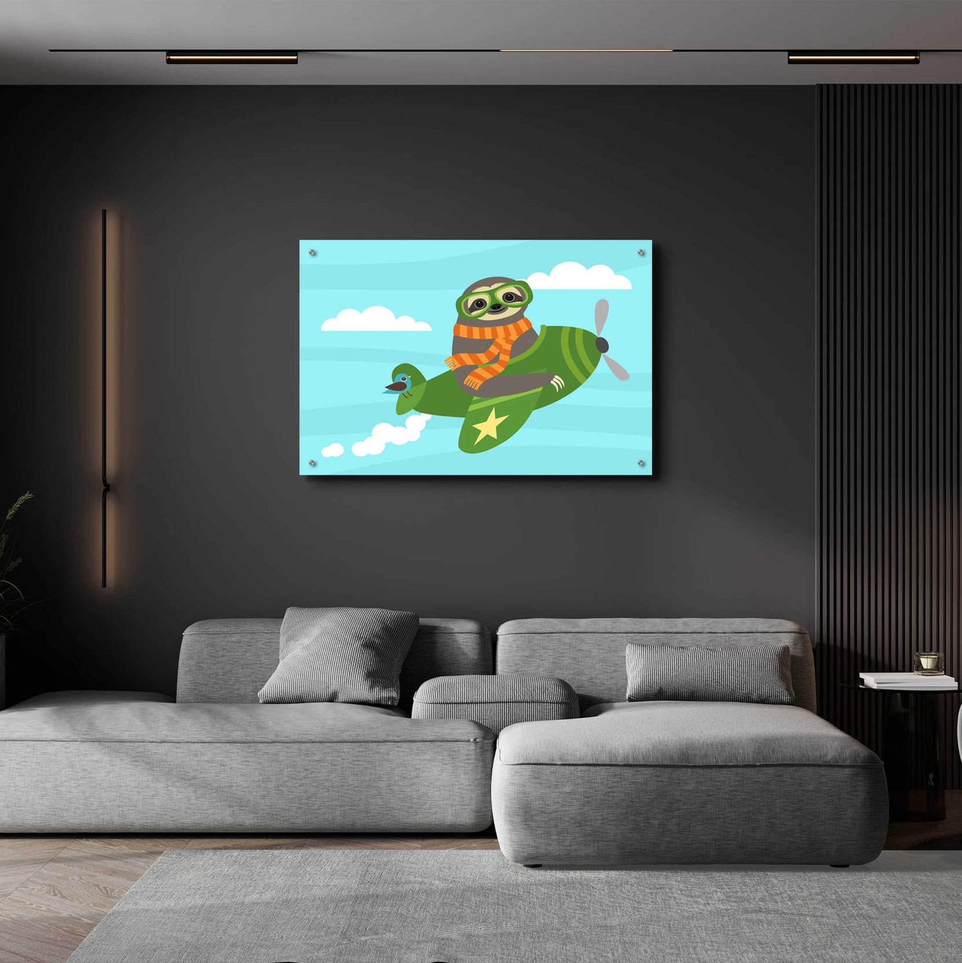 Epic Art 'Airborne Sloth' by Nancy Lee, Acrylic Glass Wall Art,36x24