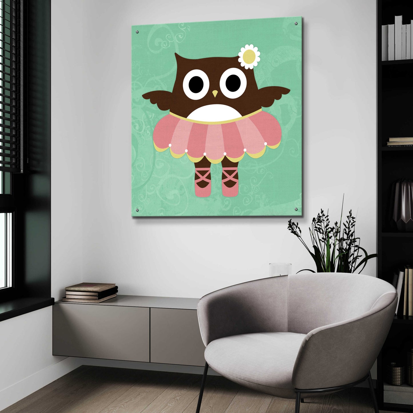 Epic Art 'Ballerina Owl' by Nancy Lee, Acrylic Glass Wall Art,36x36