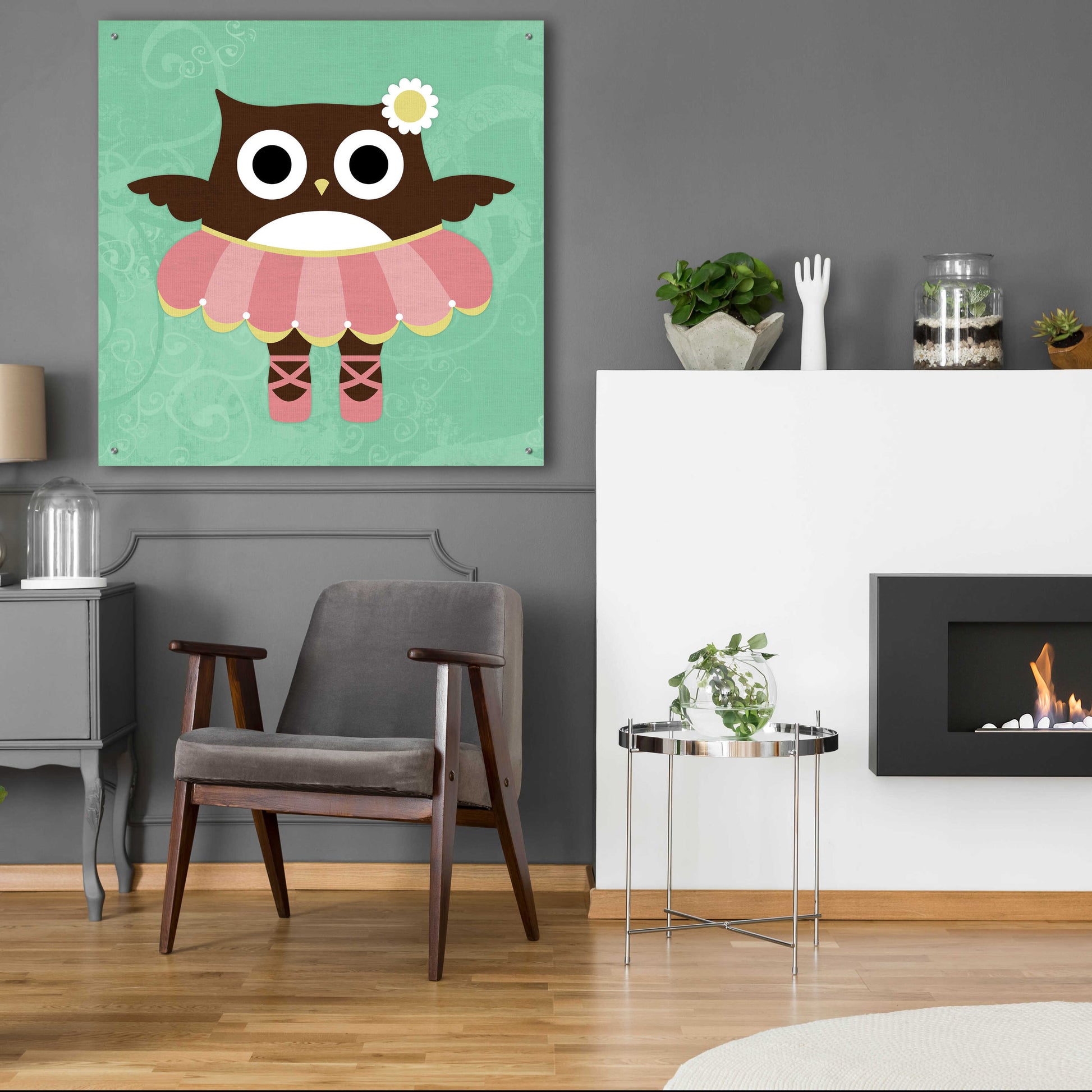 Epic Art 'Ballerina Owl' by Nancy Lee, Acrylic Glass Wall Art,36x36