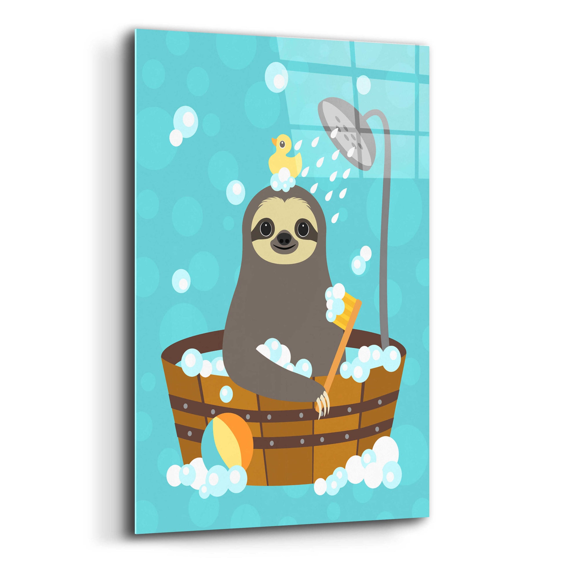 Epic Art 'Bathing Sloth' by Nancy Lee, Acrylic Glass Wall Art,12x16