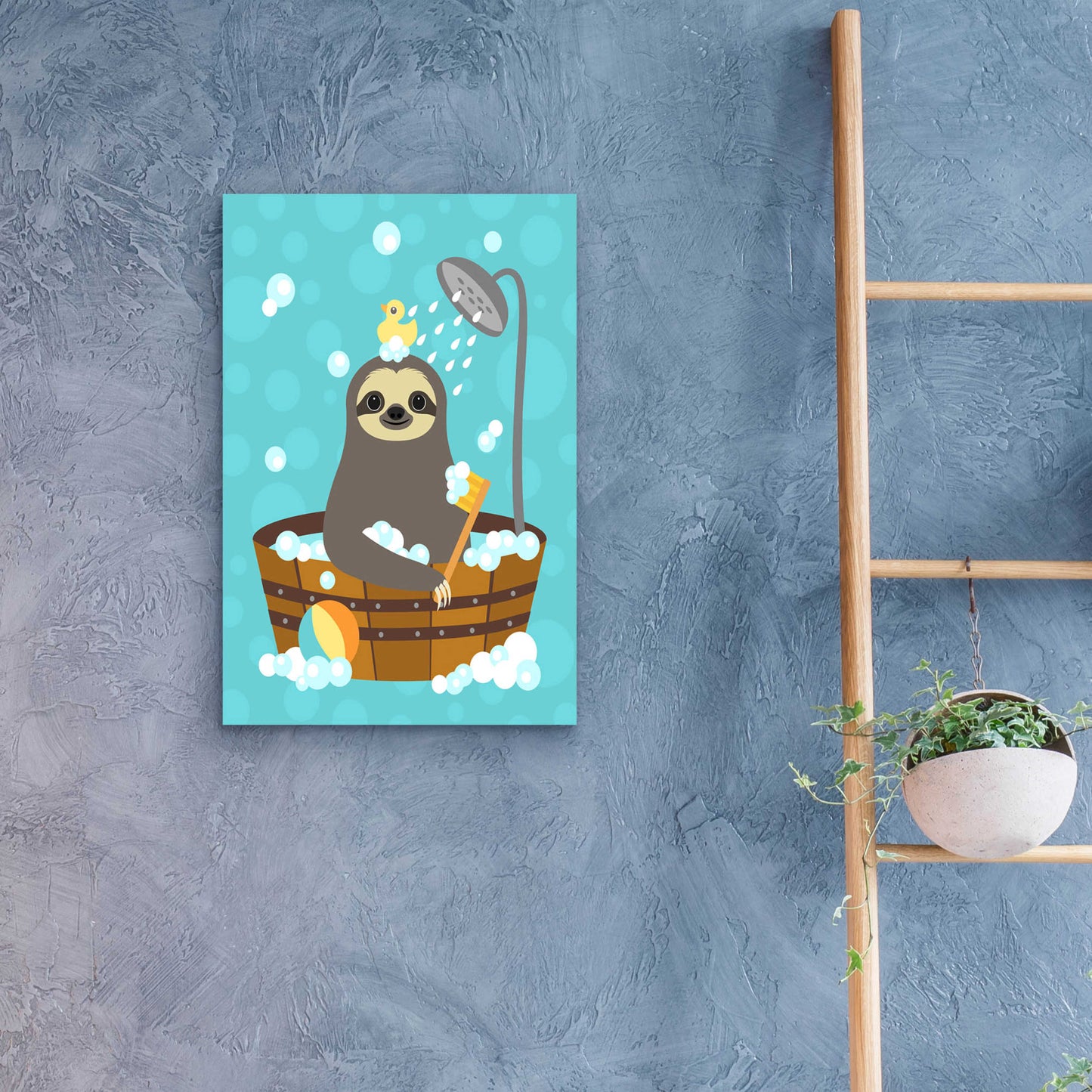 Epic Art 'Bathing Sloth' by Nancy Lee, Acrylic Glass Wall Art,16x24