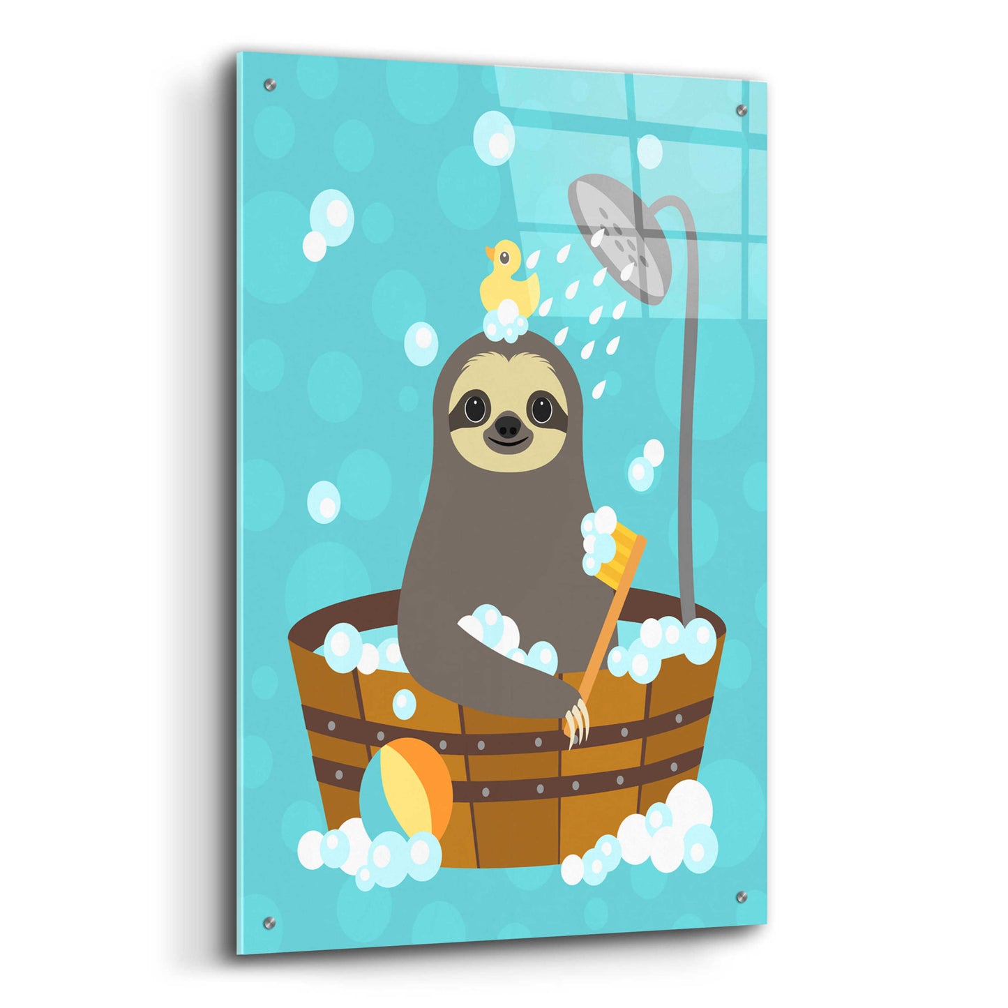 Epic Art 'Bathing Sloth' by Nancy Lee, Acrylic Glass Wall Art,24x36