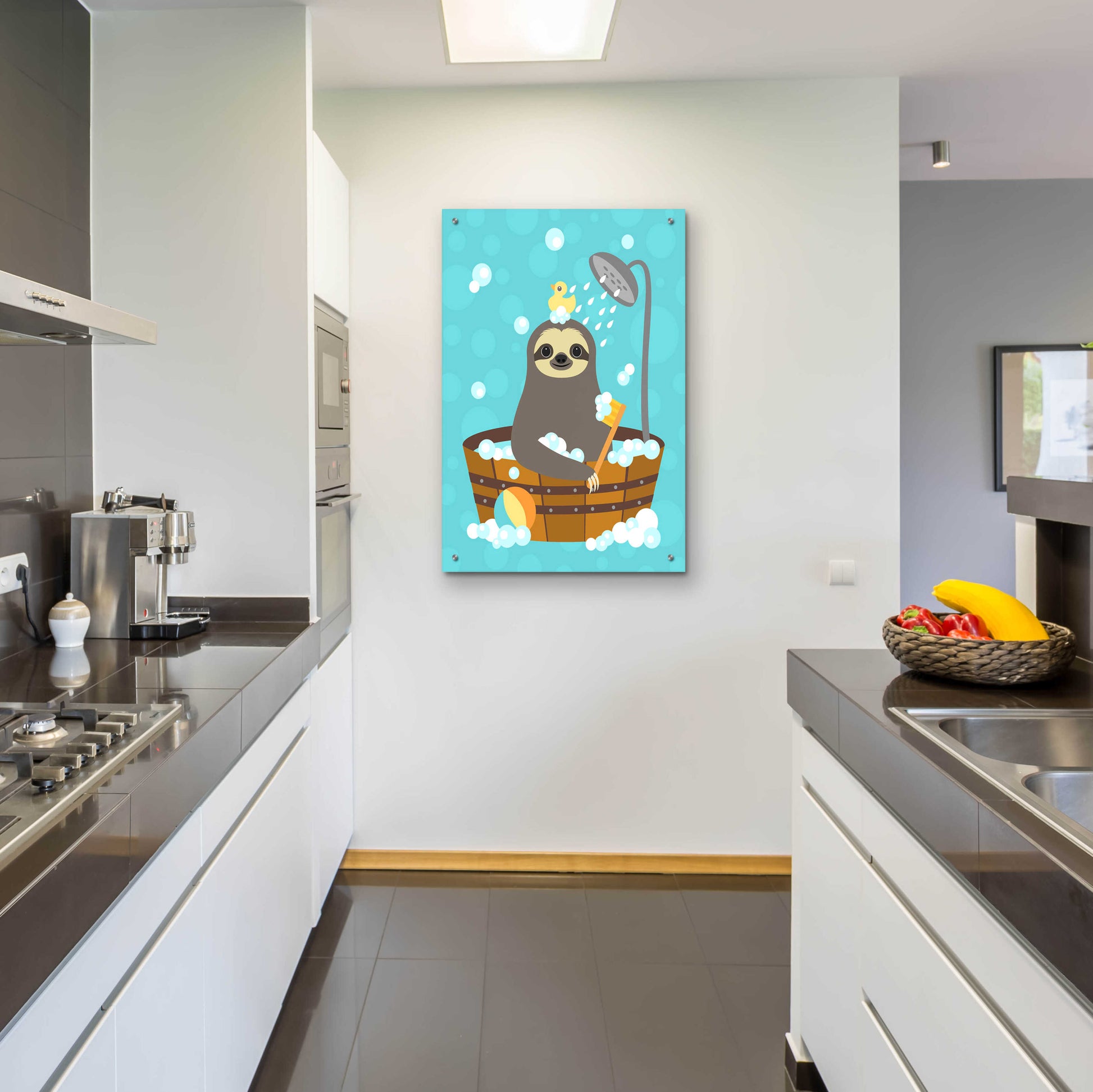 Epic Art 'Bathing Sloth' by Nancy Lee, Acrylic Glass Wall Art,24x36