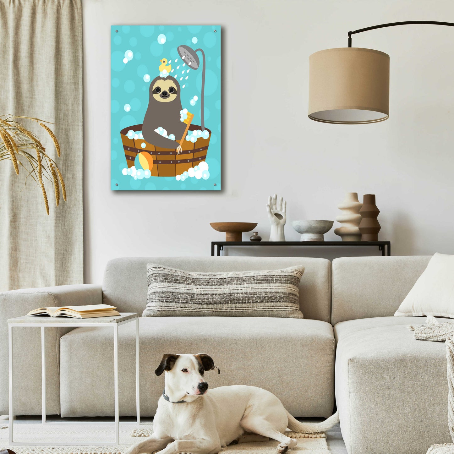 Epic Art 'Bathing Sloth' by Nancy Lee, Acrylic Glass Wall Art,24x36