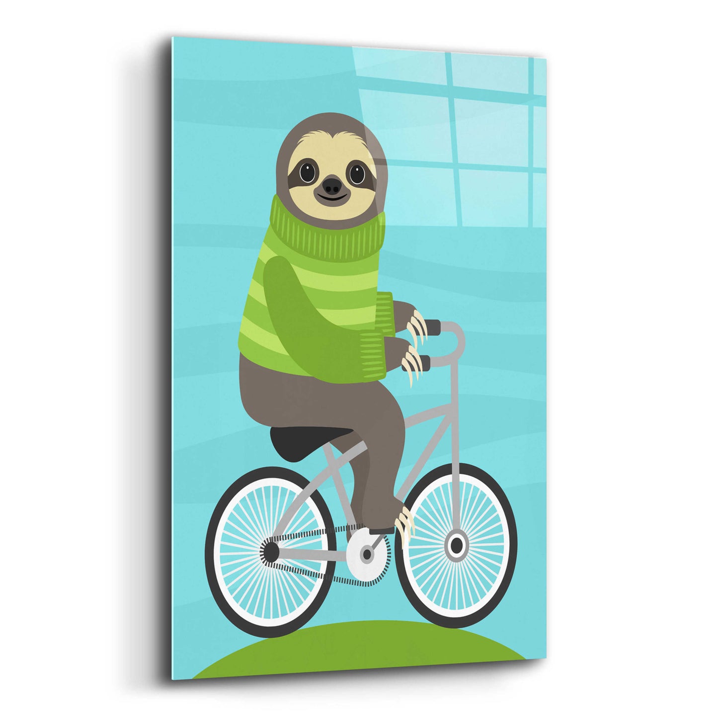 Epic Art 'Cycling Sloth' by Nancy Lee, Acrylic Glass Wall Art,12x16