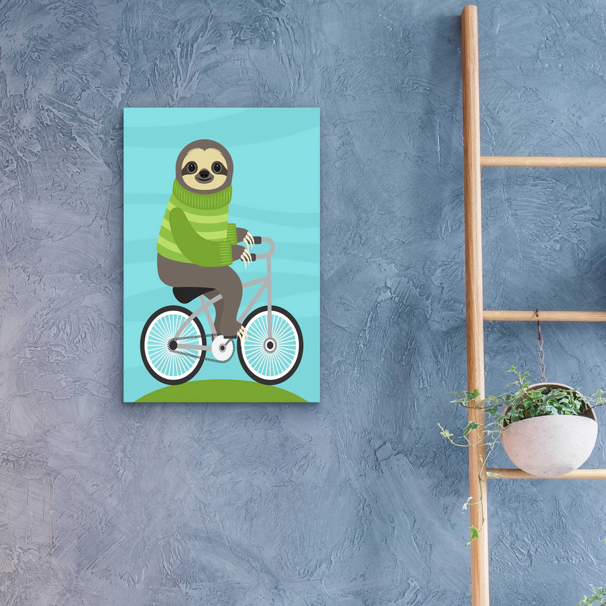 Epic Art 'Cycling Sloth' by Nancy Lee, Acrylic Glass Wall Art,16x24