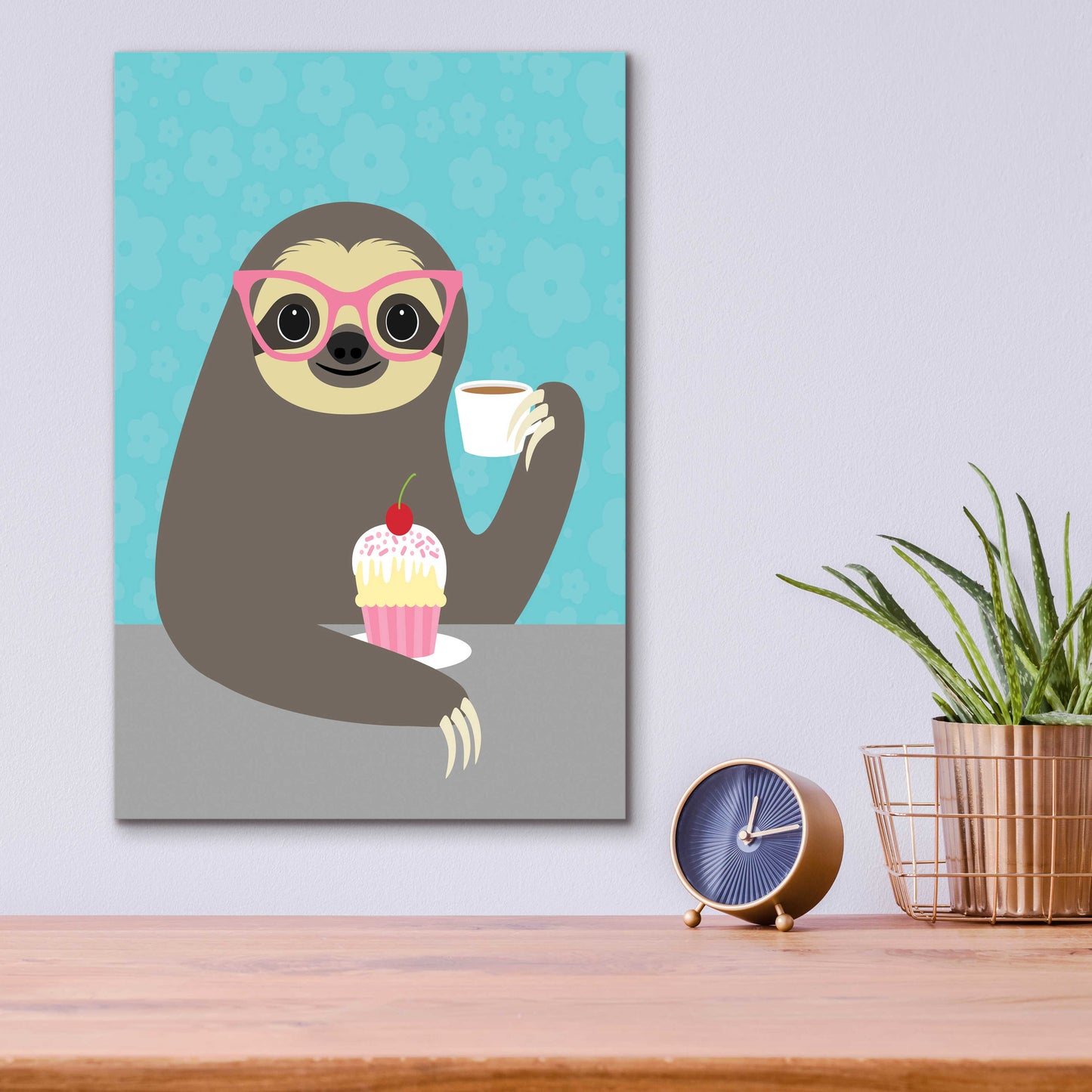 Epic Art 'Diva Sloth' by Nancy Lee, Acrylic Glass Wall Art,12x16