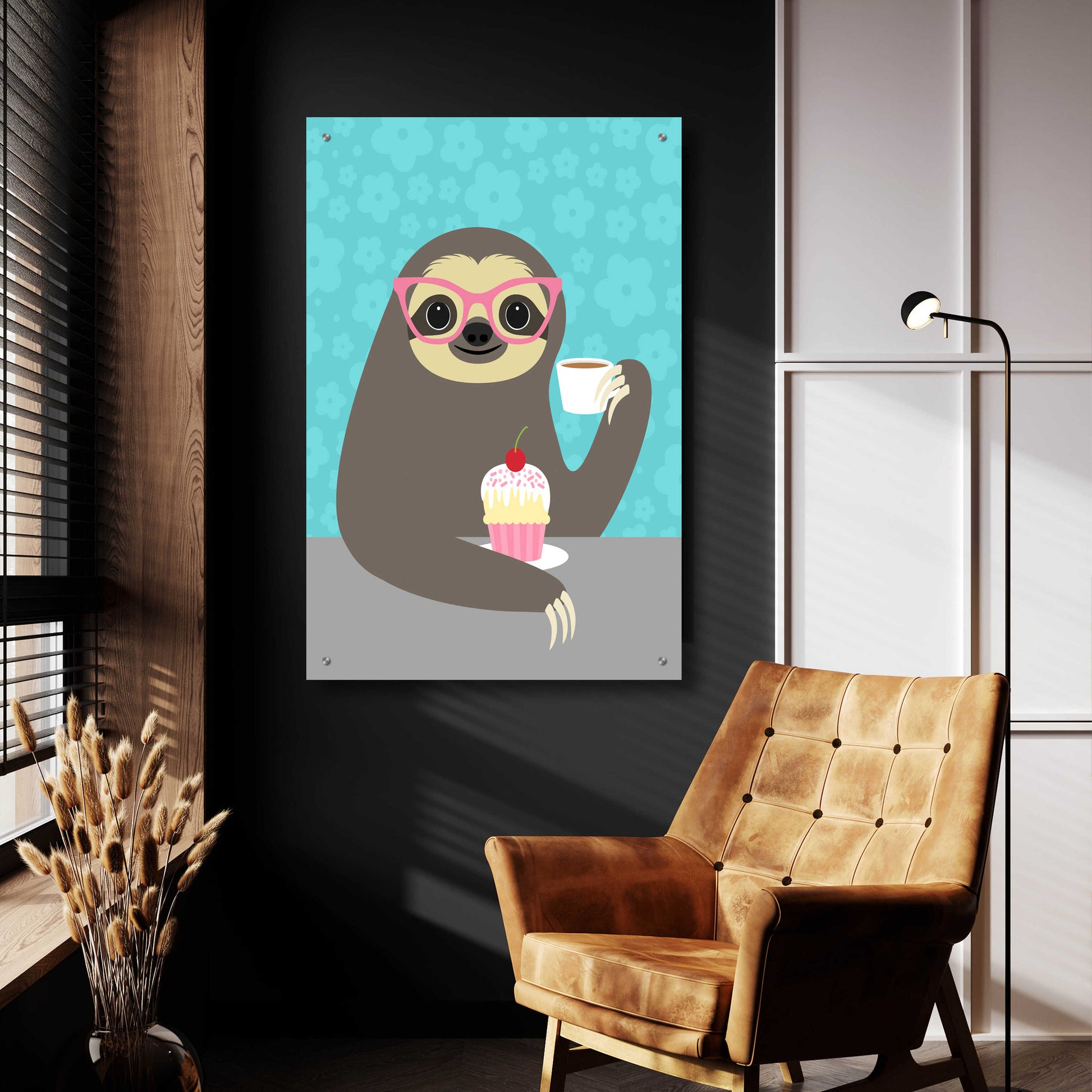 Epic Art 'Diva Sloth' by Nancy Lee, Acrylic Glass Wall Art,24x36