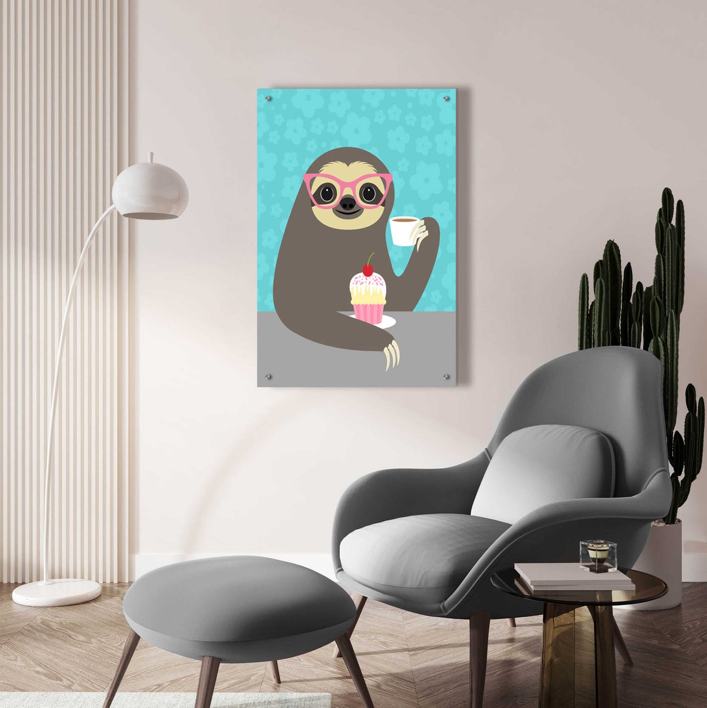 Epic Art 'Diva Sloth' by Nancy Lee, Acrylic Glass Wall Art,24x36