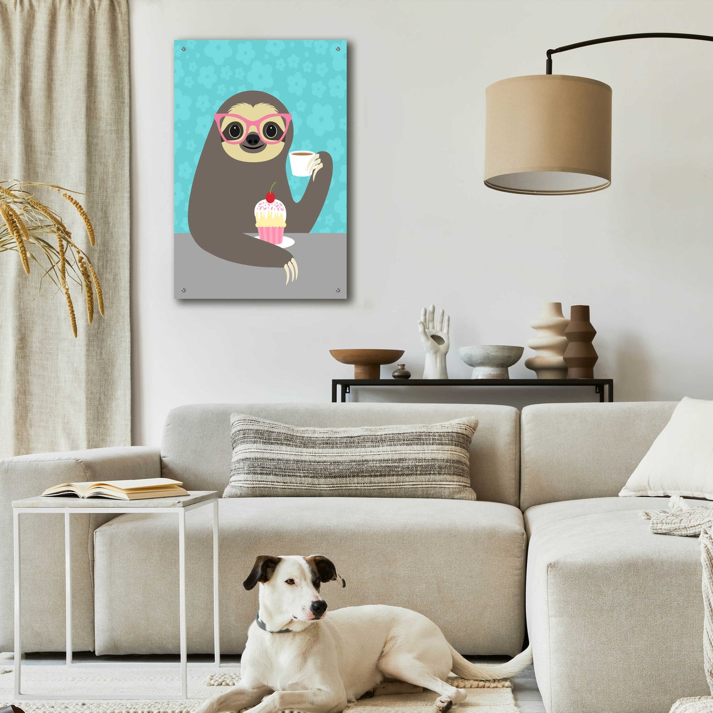 Epic Art 'Diva Sloth' by Nancy Lee, Acrylic Glass Wall Art,24x36