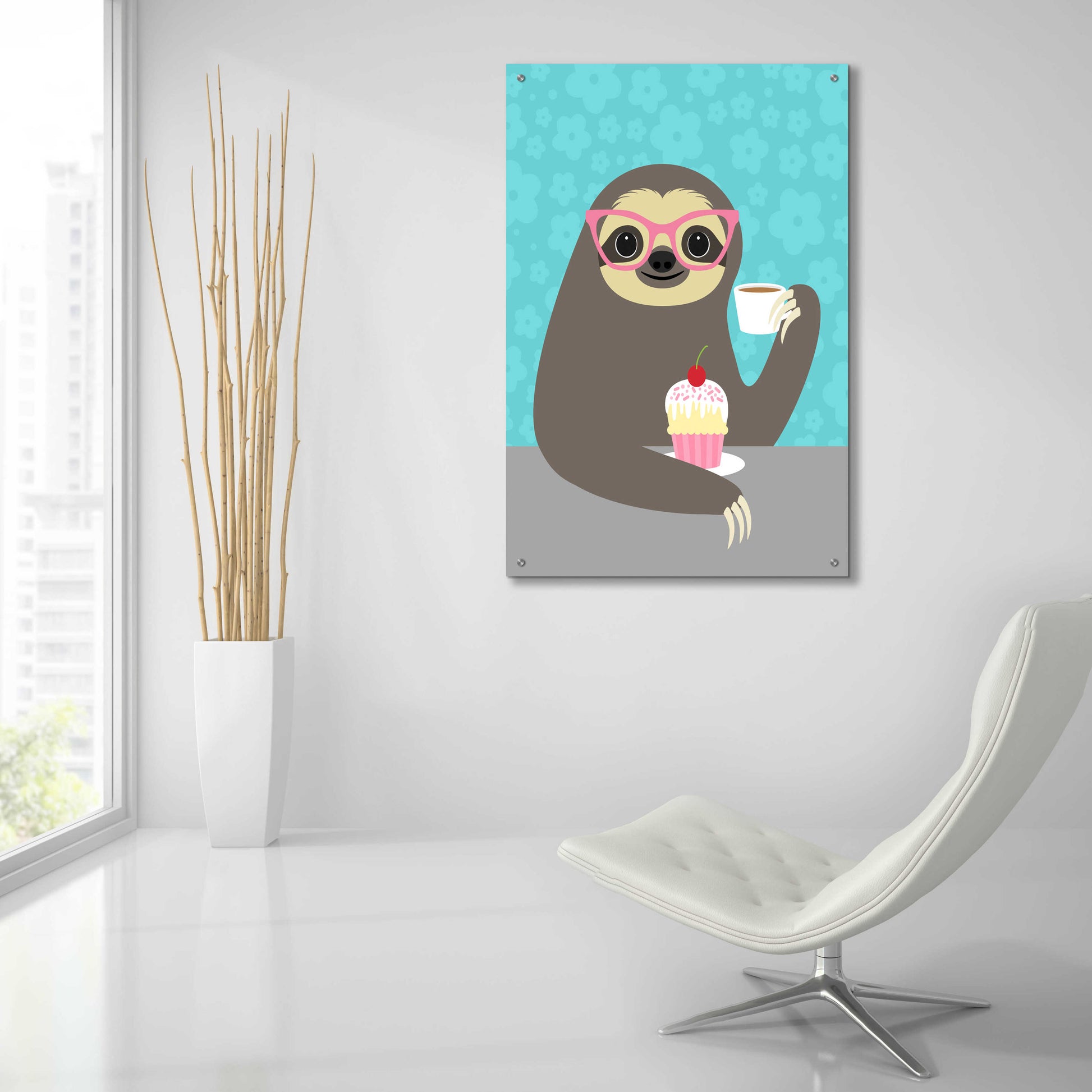 Epic Art 'Diva Sloth' by Nancy Lee, Acrylic Glass Wall Art,24x36