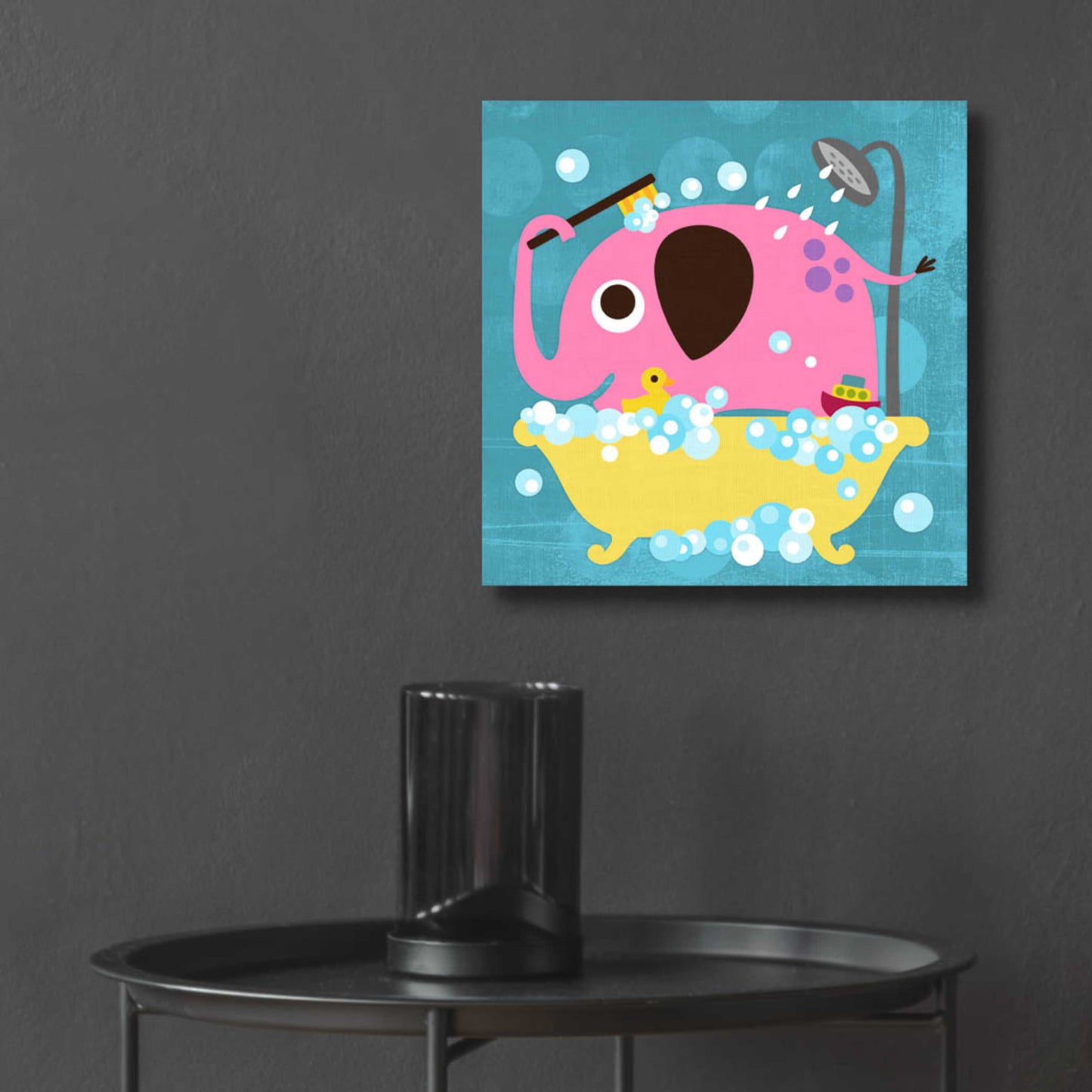 Epic Art 'Elephant in Bathtub' by Nancy Lee, Acrylic Glass Wall Art,12x12