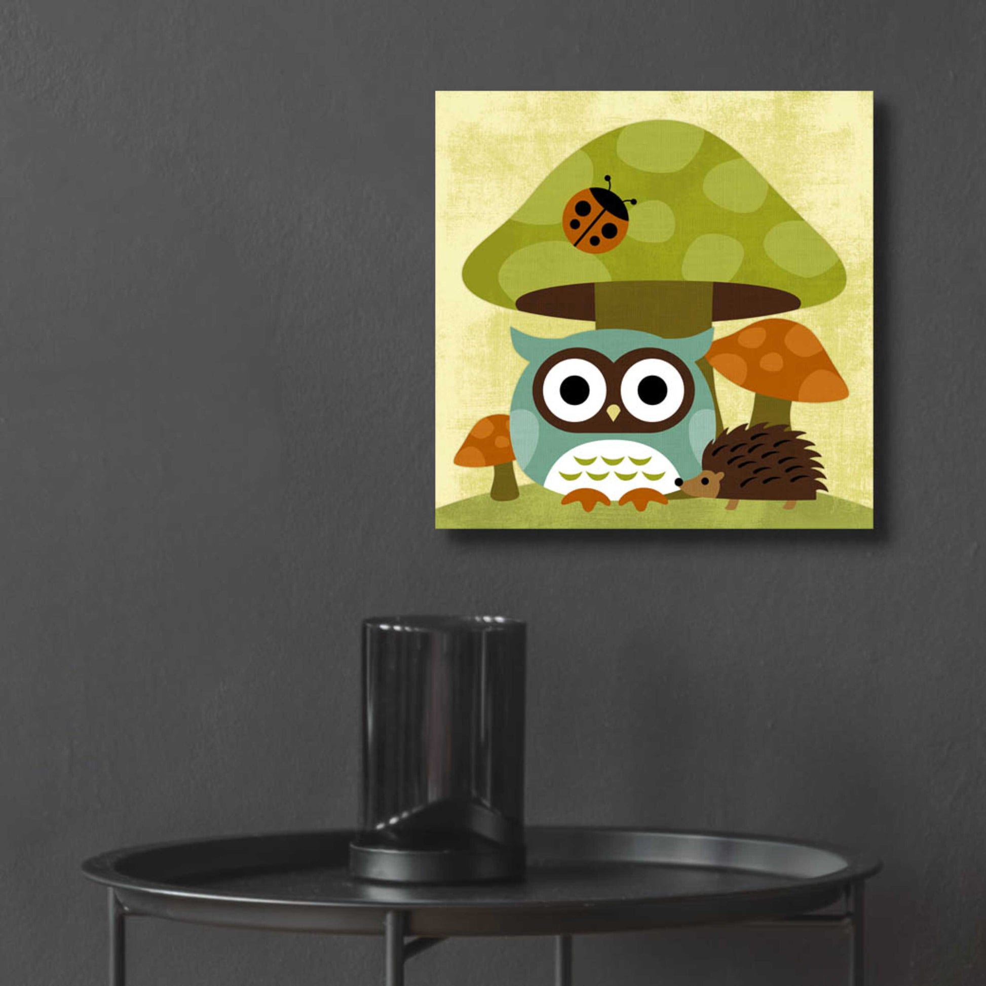 Epic Art 'Owl and Hedgehog' by Nancy Lee, Acrylic Glass Wall Art,12x12