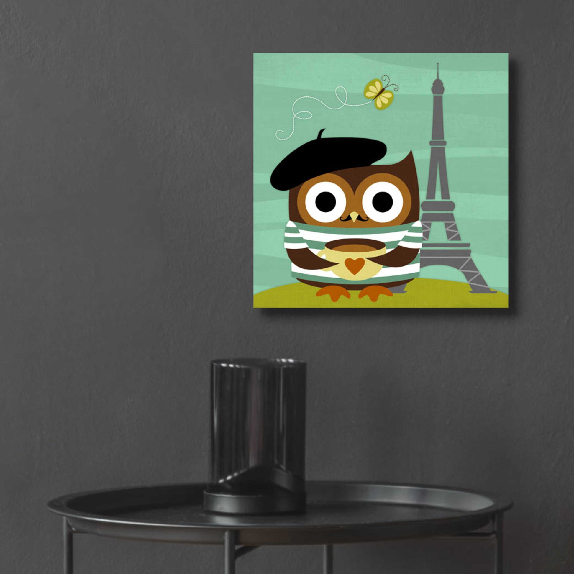 Epic Art 'Owl in Paris' by Nancy Lee, Acrylic Glass Wall Art,12x12