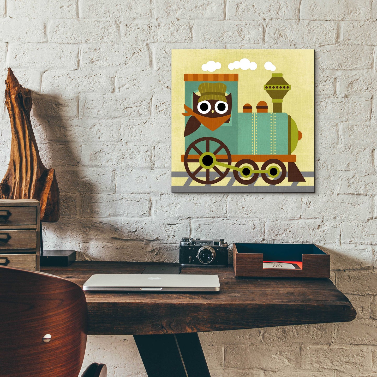 Epic Art 'Owl Train Conductor' by Nancy Lee, Acrylic Glass Wall Art,12x12