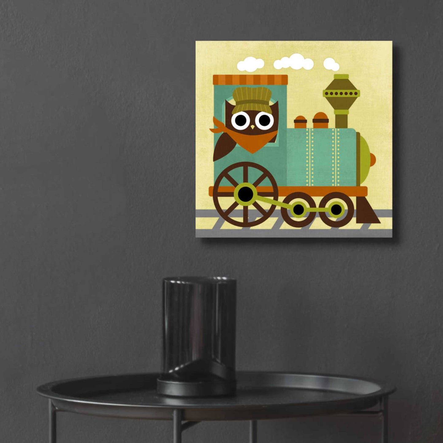 Epic Art 'Owl Train Conductor' by Nancy Lee, Acrylic Glass Wall Art,12x12