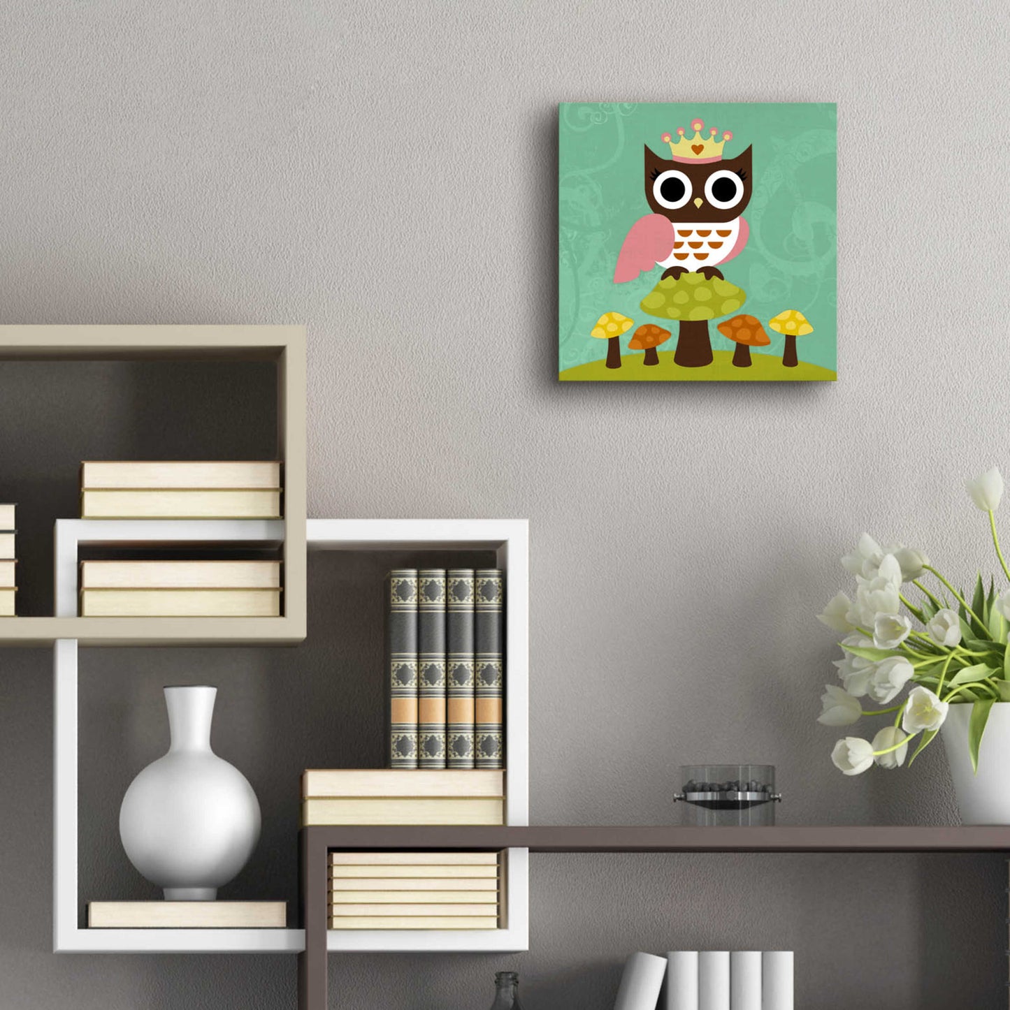 Epic Art 'Princess Owl' by Nancy Lee, Acrylic Glass Wall Art,12x12