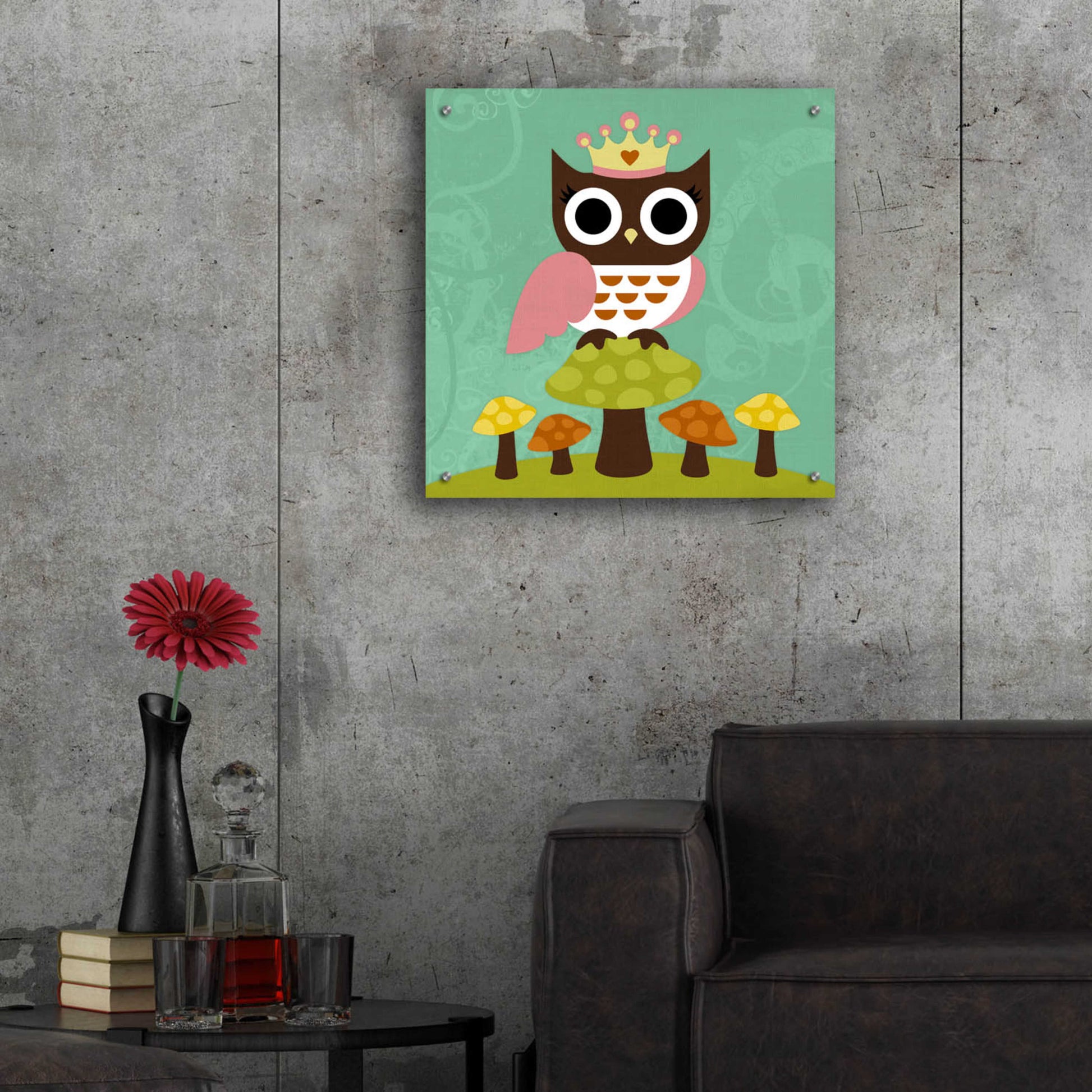 Epic Art 'Princess Owl' by Nancy Lee, Acrylic Glass Wall Art,24x24