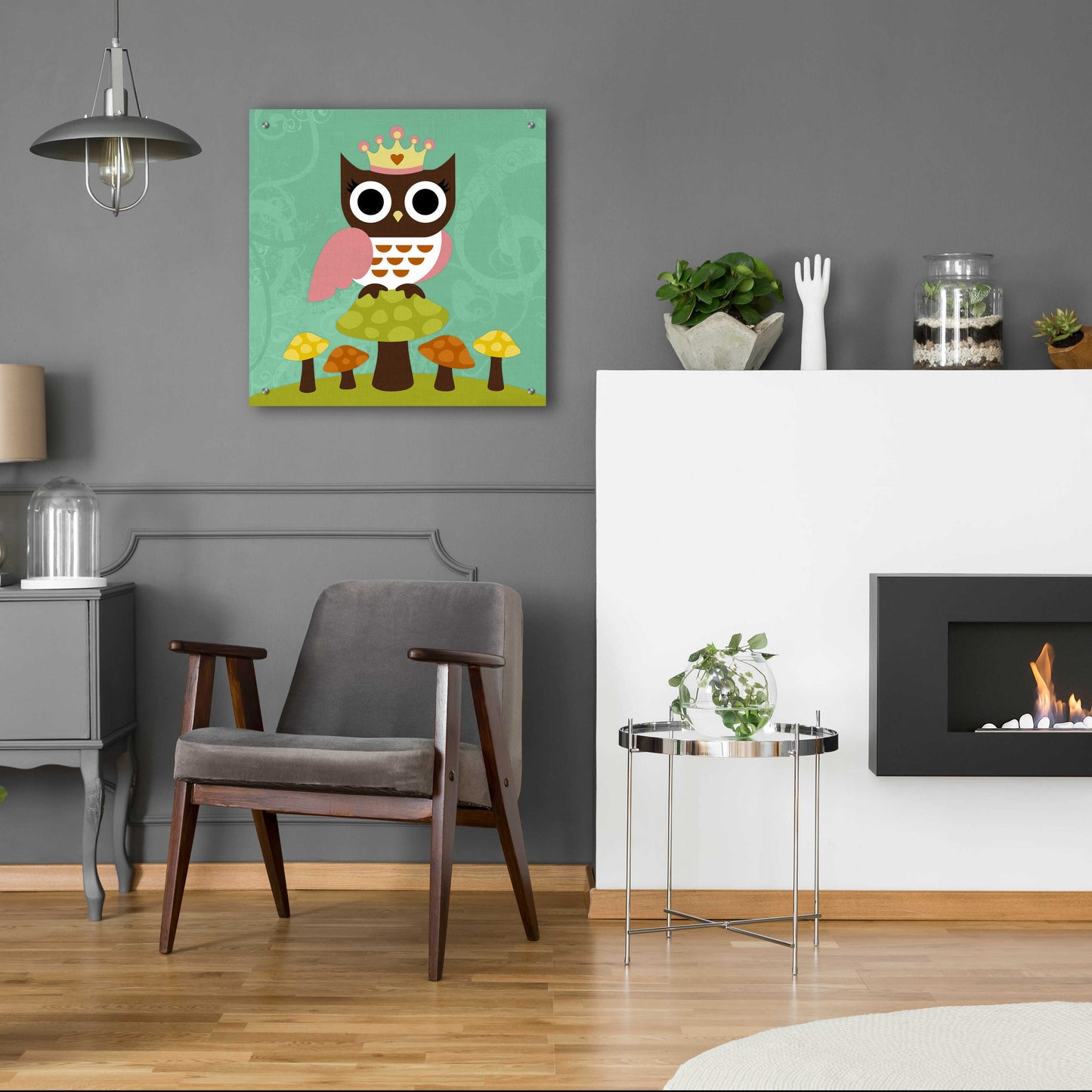 Epic Art 'Princess Owl' by Nancy Lee, Acrylic Glass Wall Art,24x24