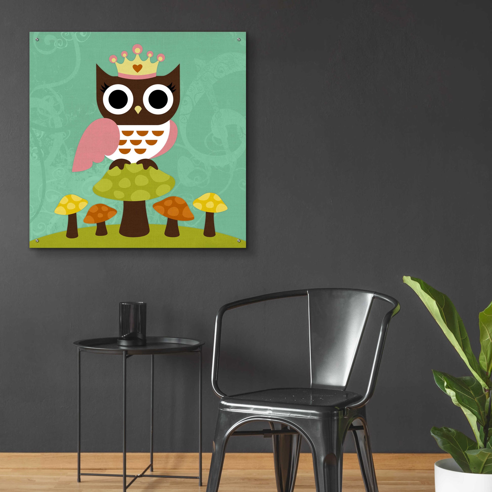 Epic Art 'Princess Owl' by Nancy Lee, Acrylic Glass Wall Art,36x36