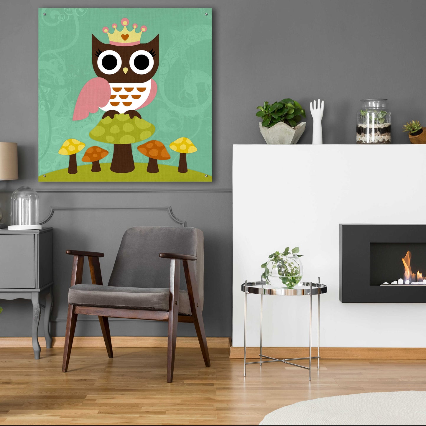 Epic Art 'Princess Owl' by Nancy Lee, Acrylic Glass Wall Art,36x36