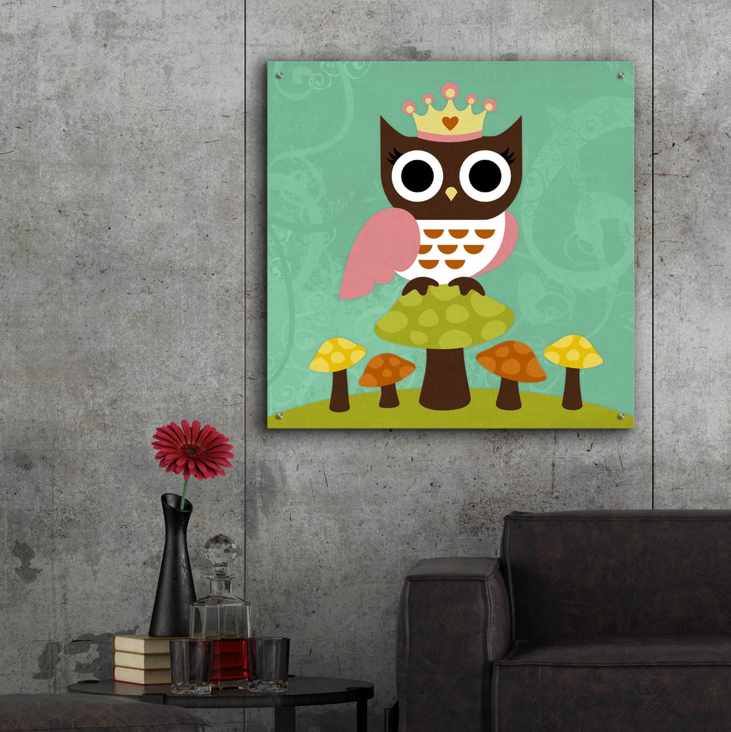 Epic Art 'Princess Owl' by Nancy Lee, Acrylic Glass Wall Art,36x36