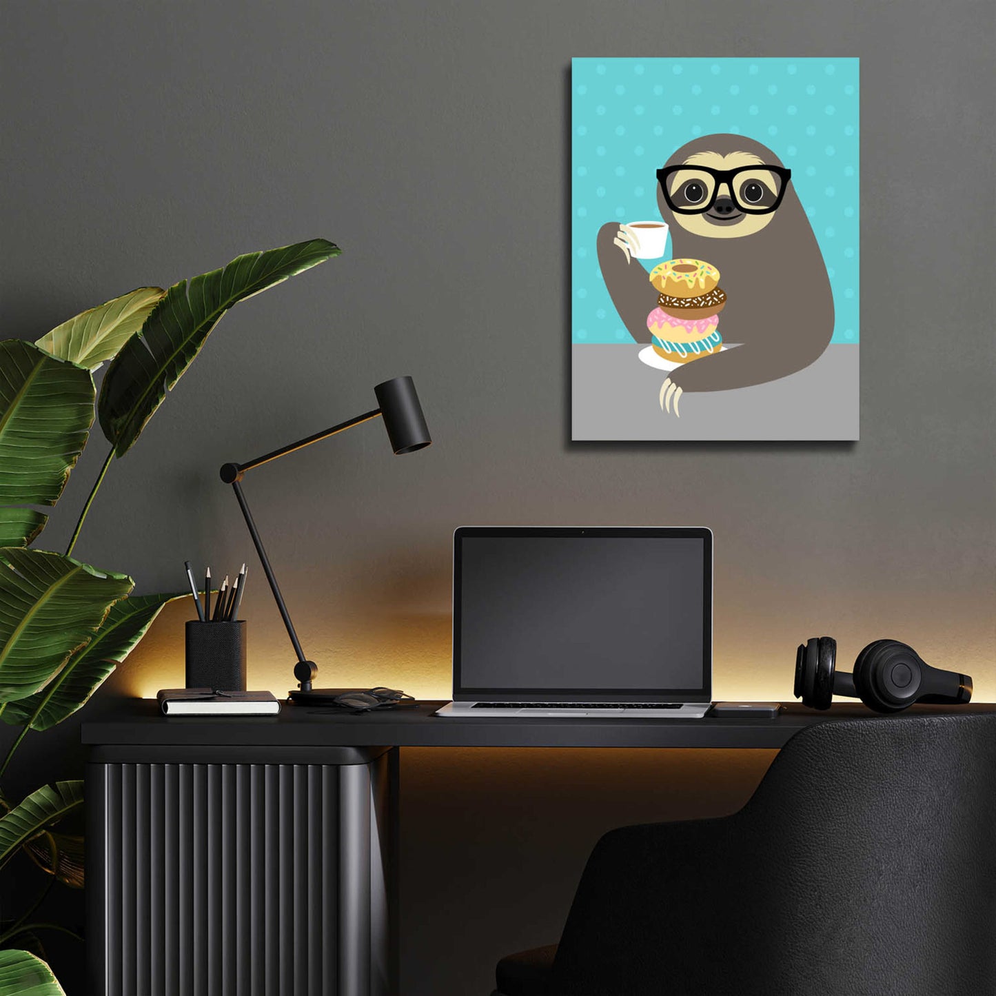 Epic Art 'Snacking Sloth' by Nancy Lee, Acrylic Glass Wall Art,12x16