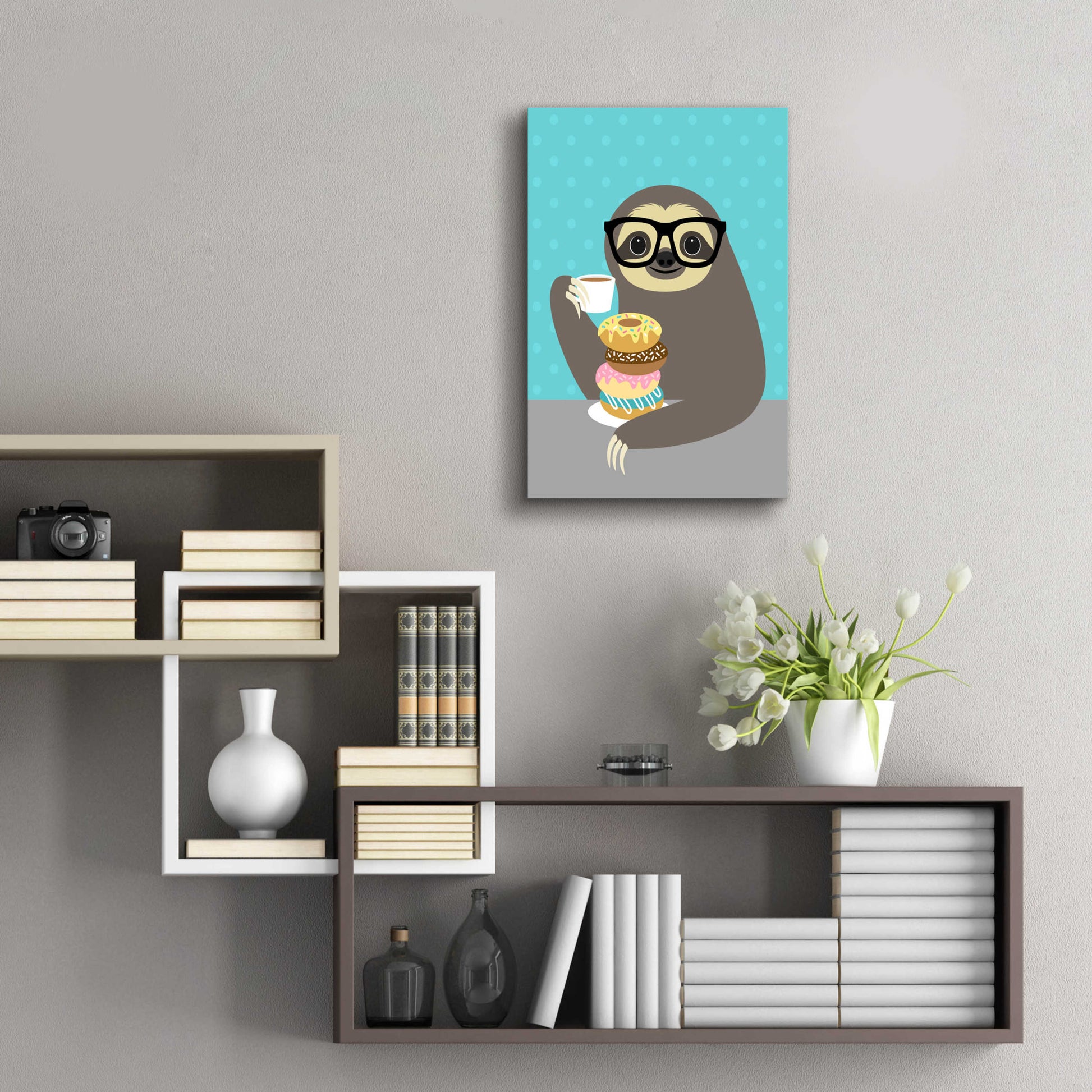 Epic Art 'Snacking Sloth' by Nancy Lee, Acrylic Glass Wall Art,16x24