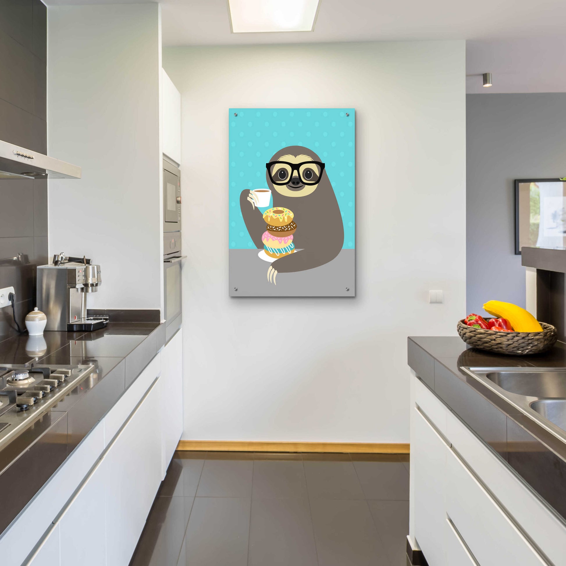 Epic Art 'Snacking Sloth' by Nancy Lee, Acrylic Glass Wall Art,24x36