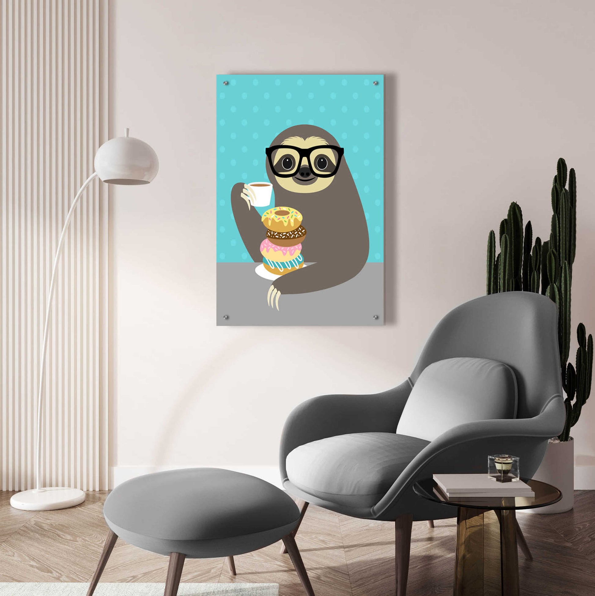 Epic Art 'Snacking Sloth' by Nancy Lee, Acrylic Glass Wall Art,24x36