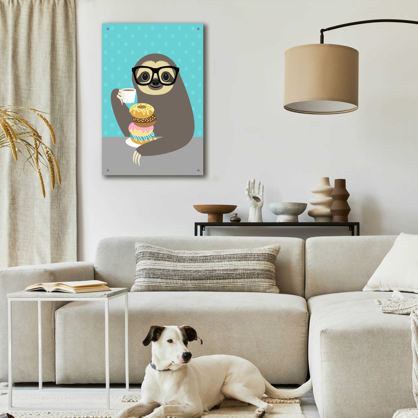 Epic Art 'Snacking Sloth' by Nancy Lee, Acrylic Glass Wall Art,24x36