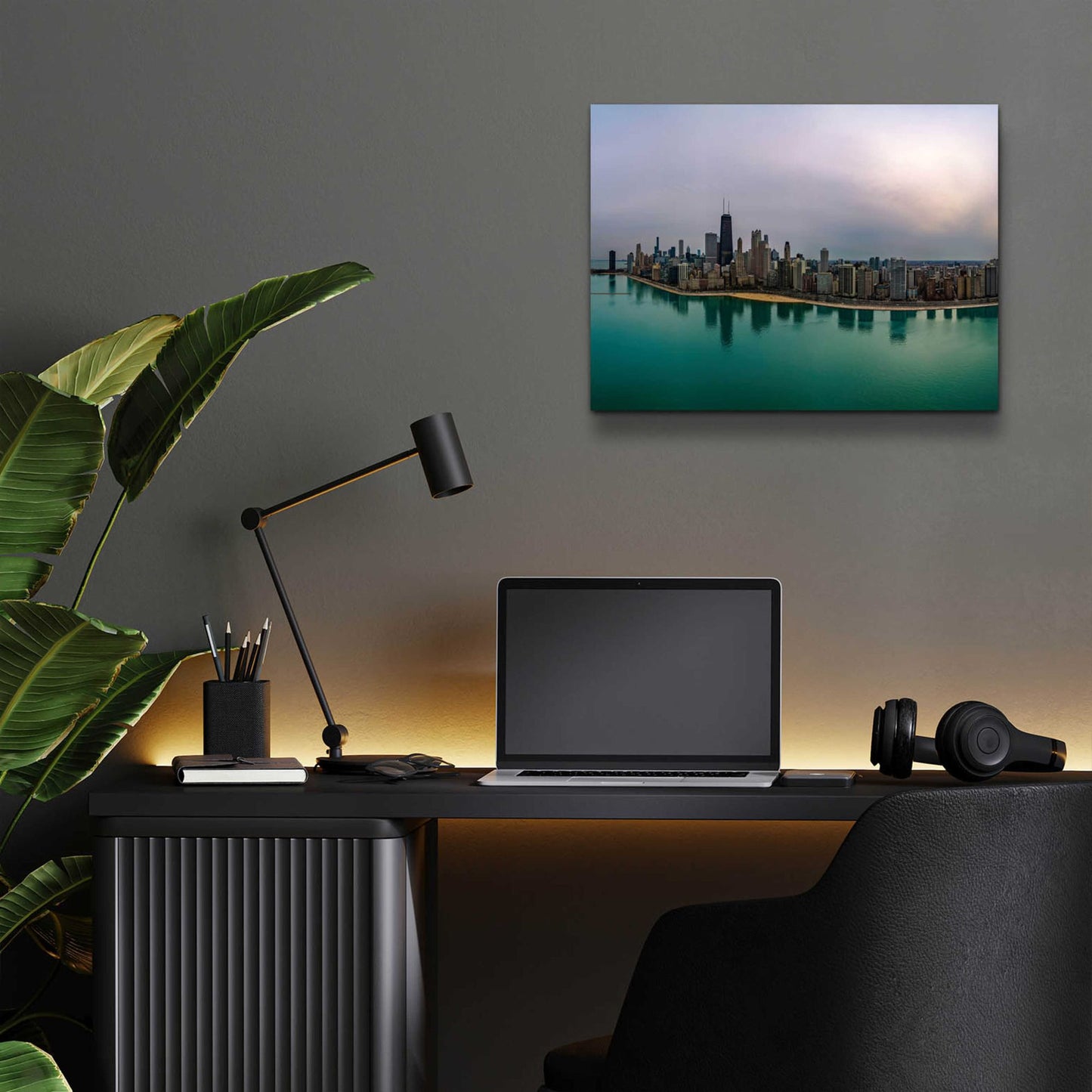 Epic Art 'Cloudy Winter in Chicago Crop' by Epic Portfolio, Acrylic Glass Wall Art,16x12