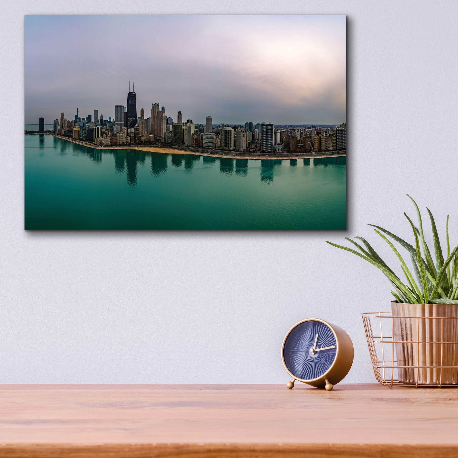 Epic Art 'Cloudy Winter in Chicago Crop' by Epic Portfolio, Acrylic Glass Wall Art,16x12