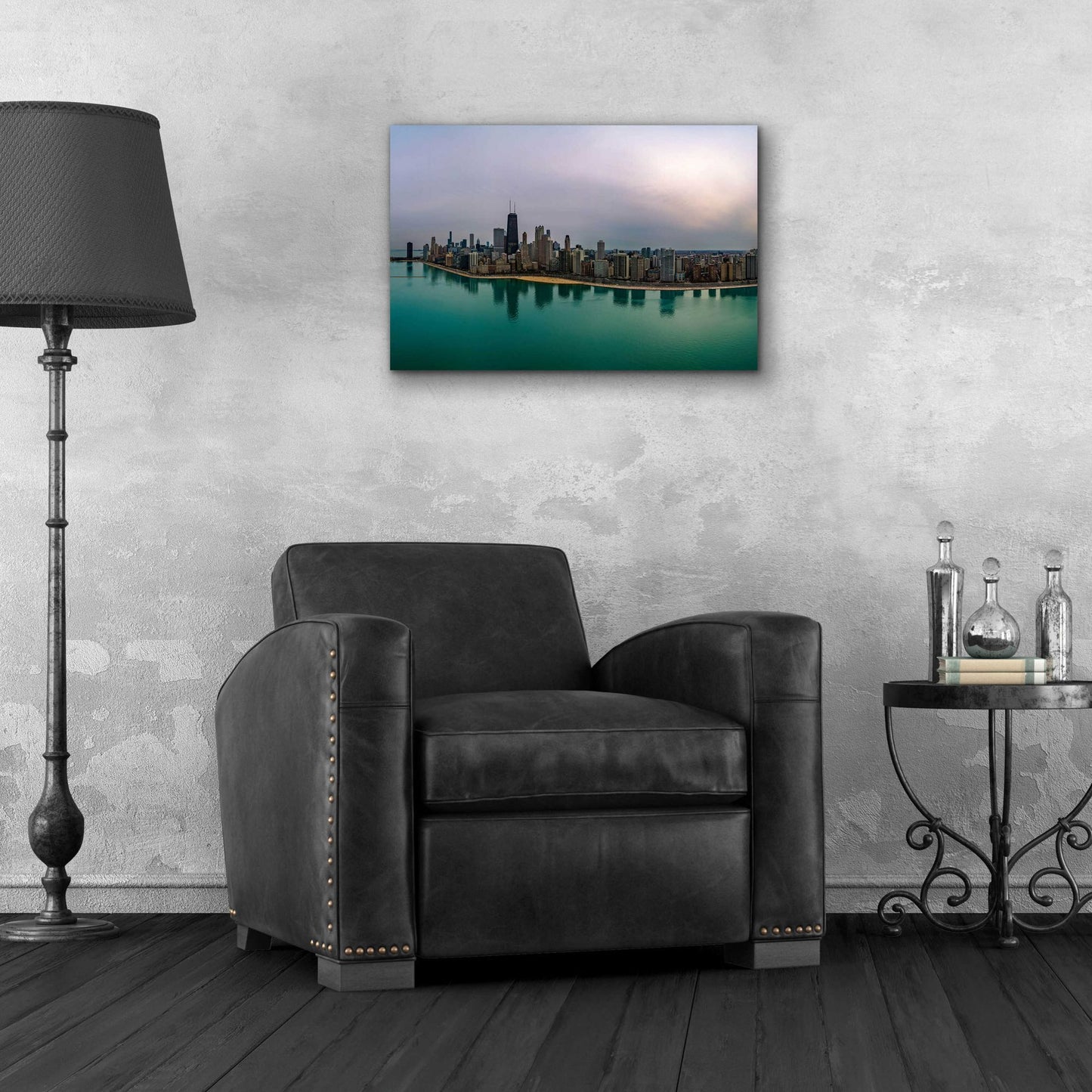 Epic Art 'Cloudy Winter in Chicago Crop' by Epic Portfolio, Acrylic Glass Wall Art,24x16