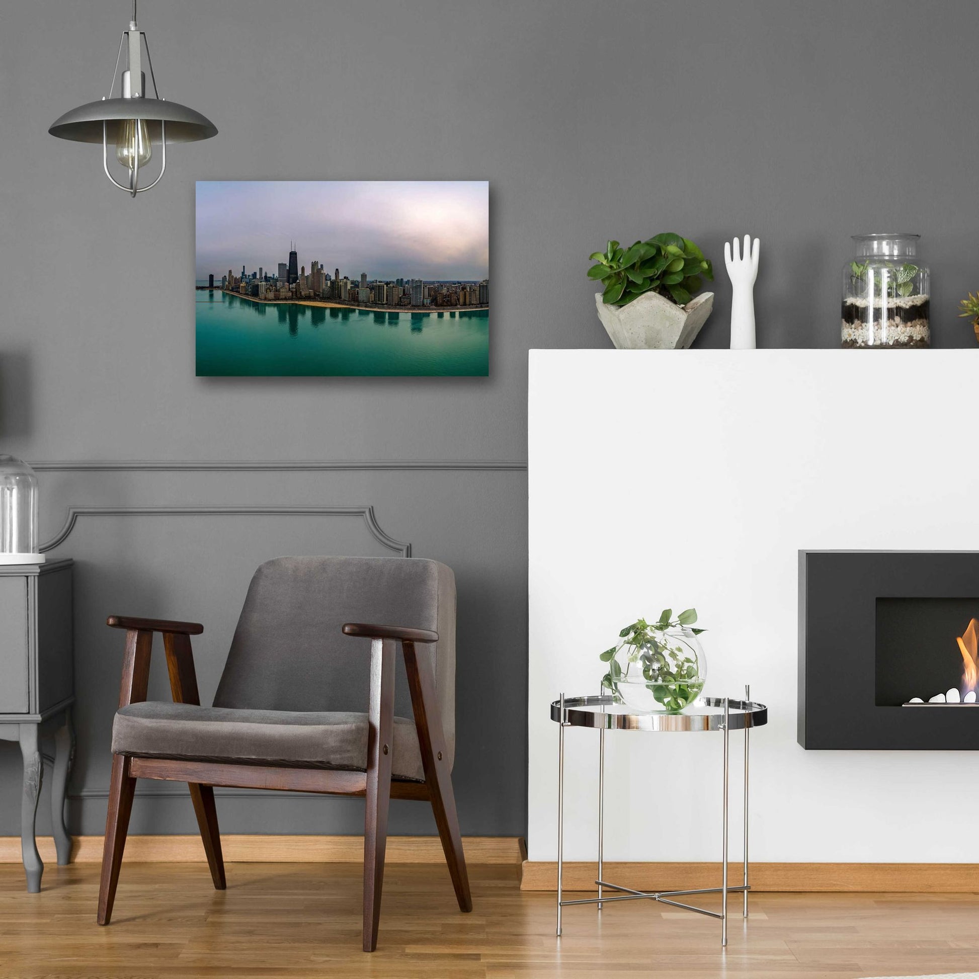 Epic Art 'Cloudy Winter in Chicago Crop' by Epic Portfolio, Acrylic Glass Wall Art,24x16