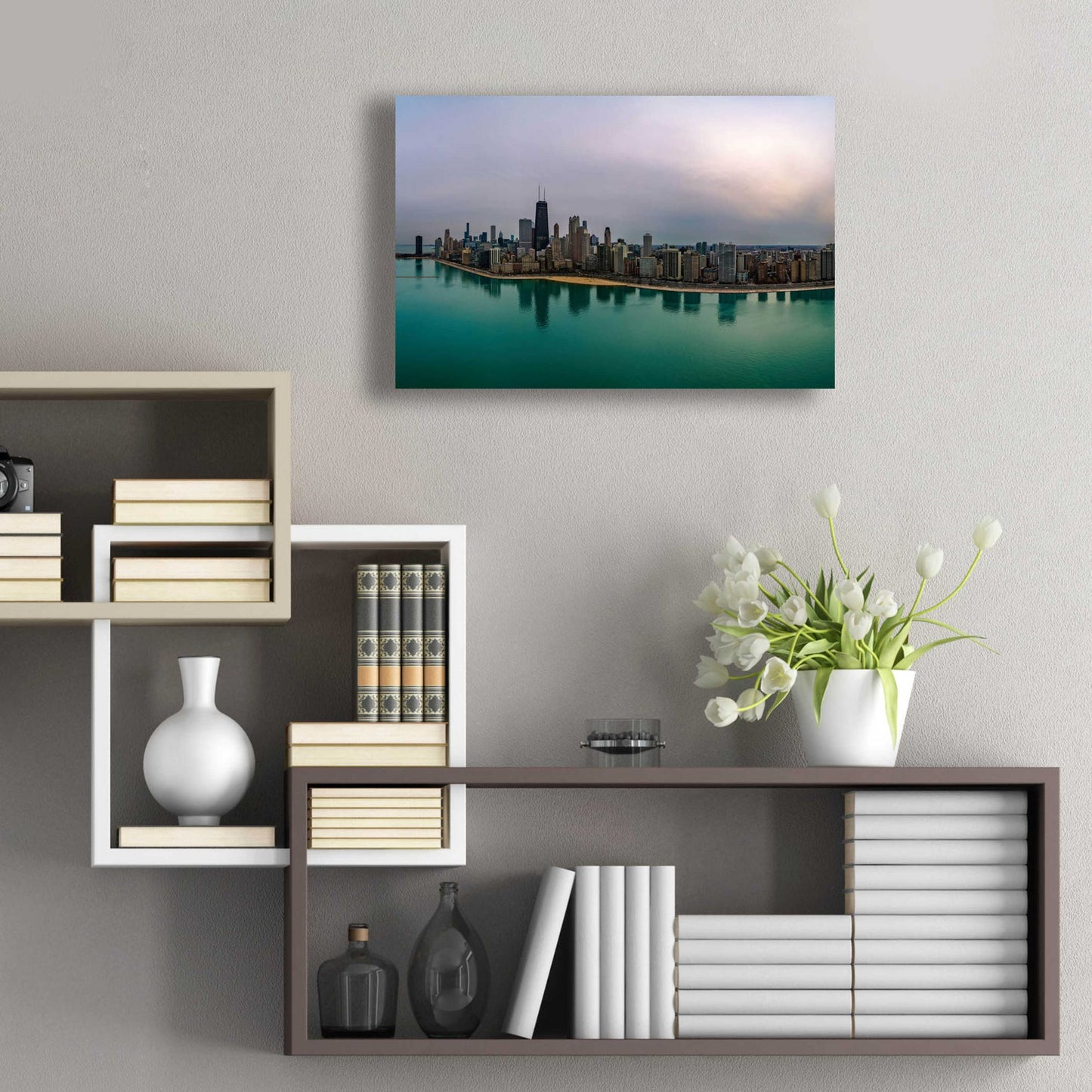 Epic Art 'Cloudy Winter in Chicago Crop' by Epic Portfolio, Acrylic Glass Wall Art,24x16