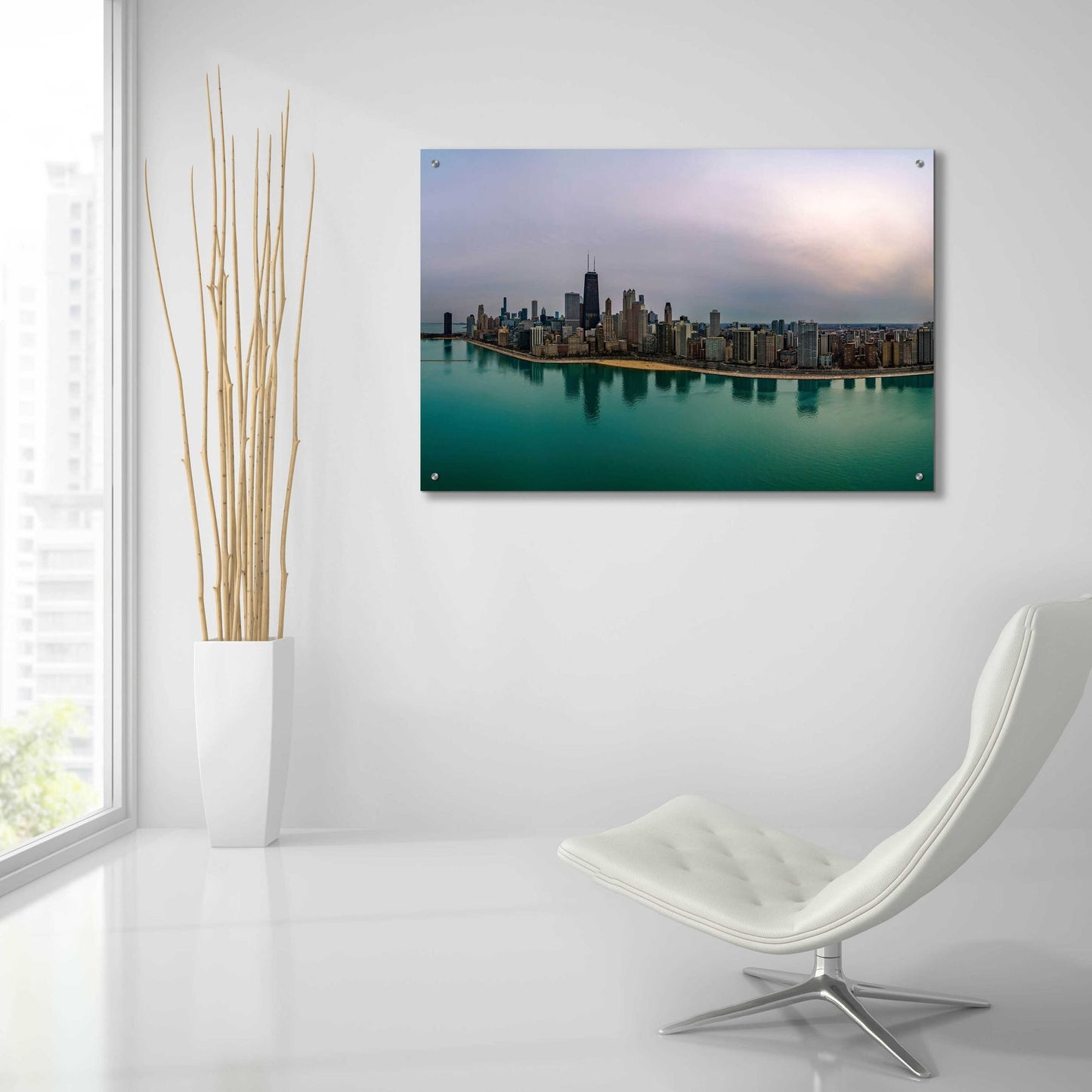 Epic Art 'Cloudy Winter in Chicago Crop' by Epic Portfolio, Acrylic Glass Wall Art,36x24